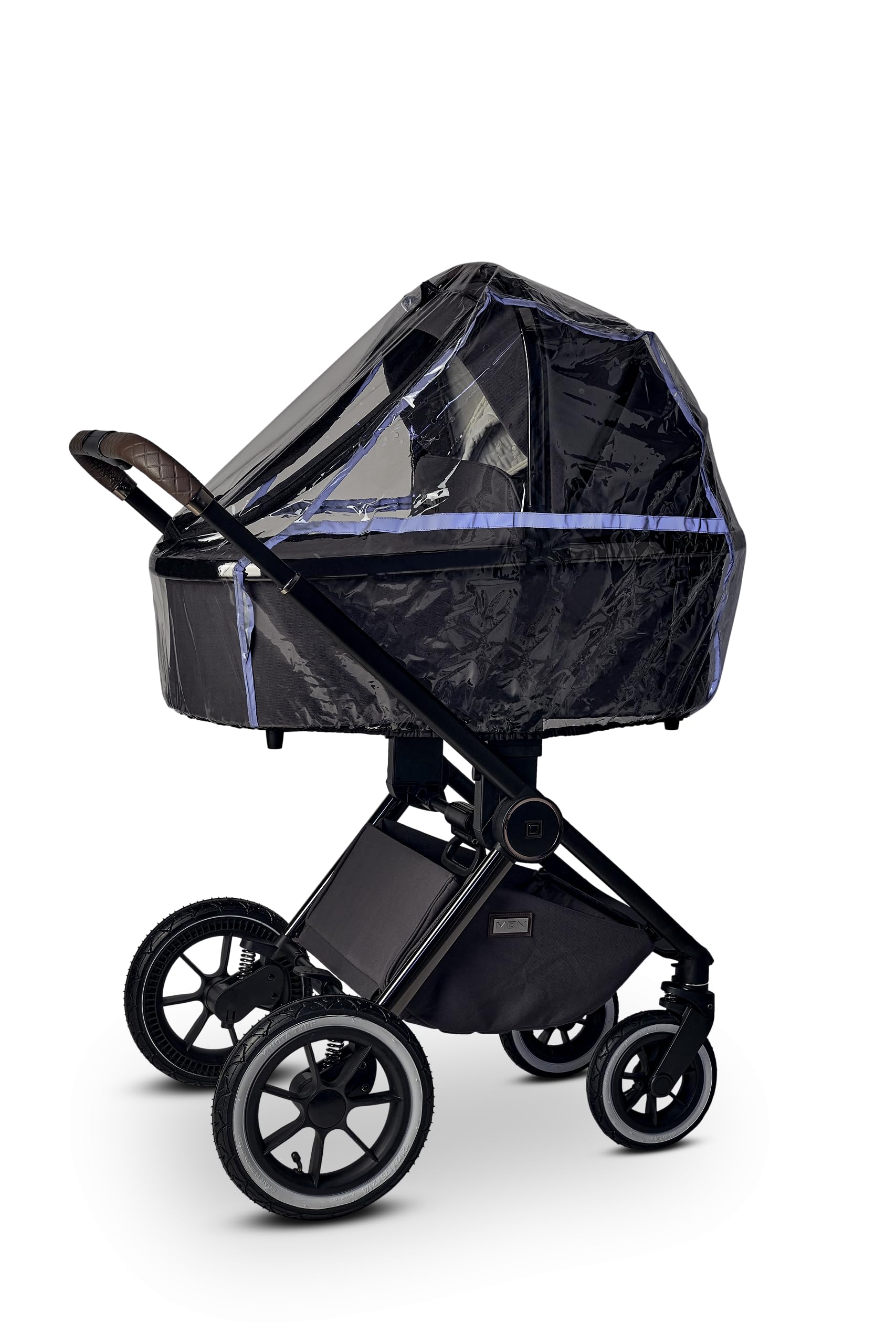 MOON Regenschutz für Kinderwagen, durchsichtig Reflektorstreifen, Regenverdeck
