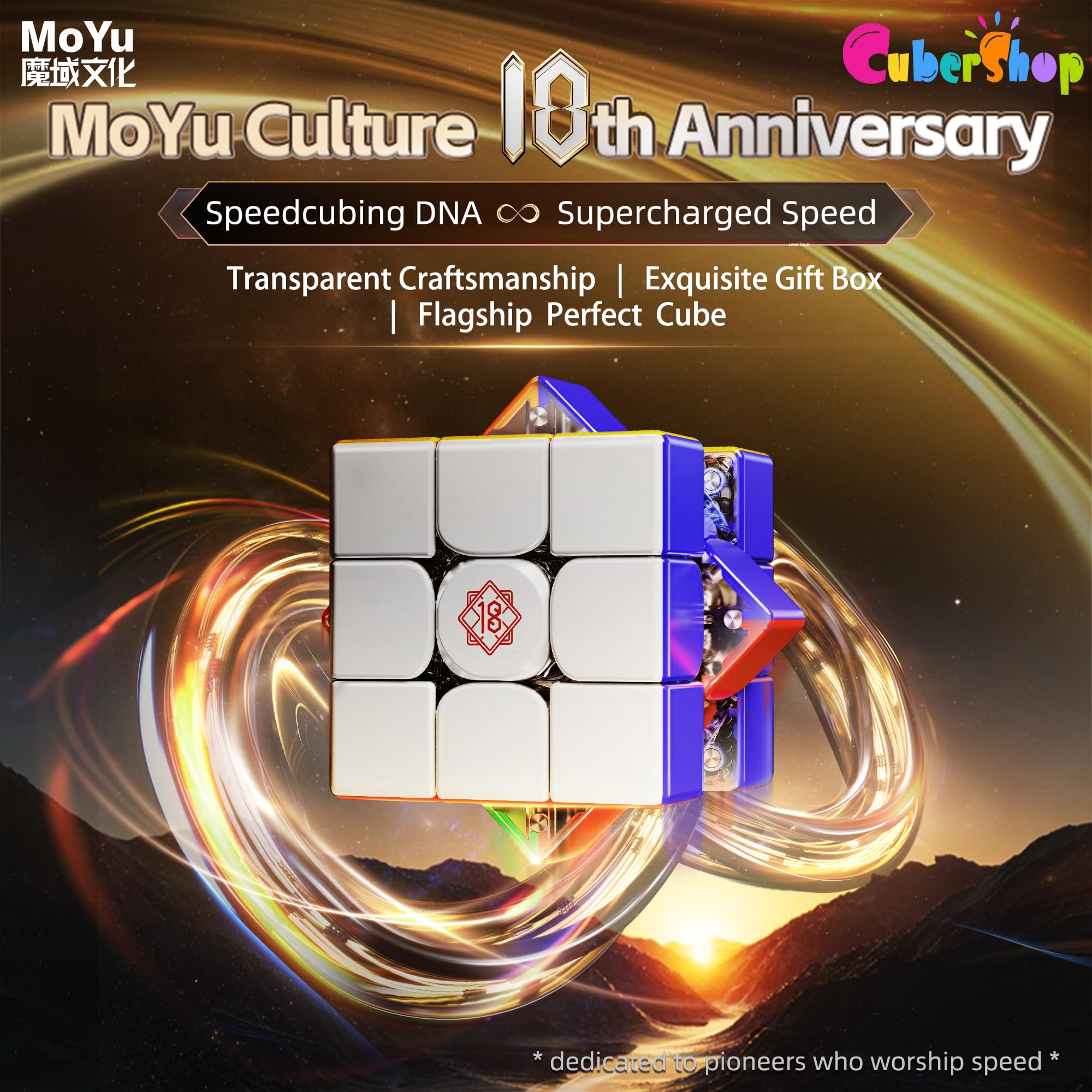 CuberShop Moyu Super WeiLong V2 Pro 18th Anniversary Special Limited 20-M MagLEV Ball Core Professional 3x3 Magnetic Speed Cube Collettore di cristallo trasparente 18th Anniv UV Coated 2025 Flagship