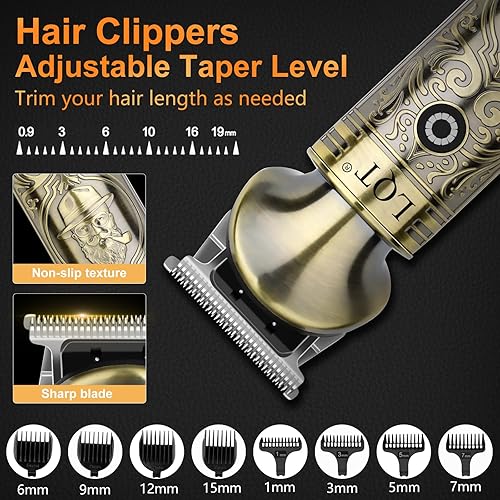 Miniatura 2 de Cortadora de pelo profesional para hombres  Kit de recortadora de pelo eléctrica inalámbrica y afeitadora de barba con cuchillas de acero