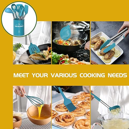 Miniatura 4 de 15 piezas de utensilios de cocina de silicona Umite Chef - Juego de herramientas de cocina resistentes al calor de 446F con mangos de acero