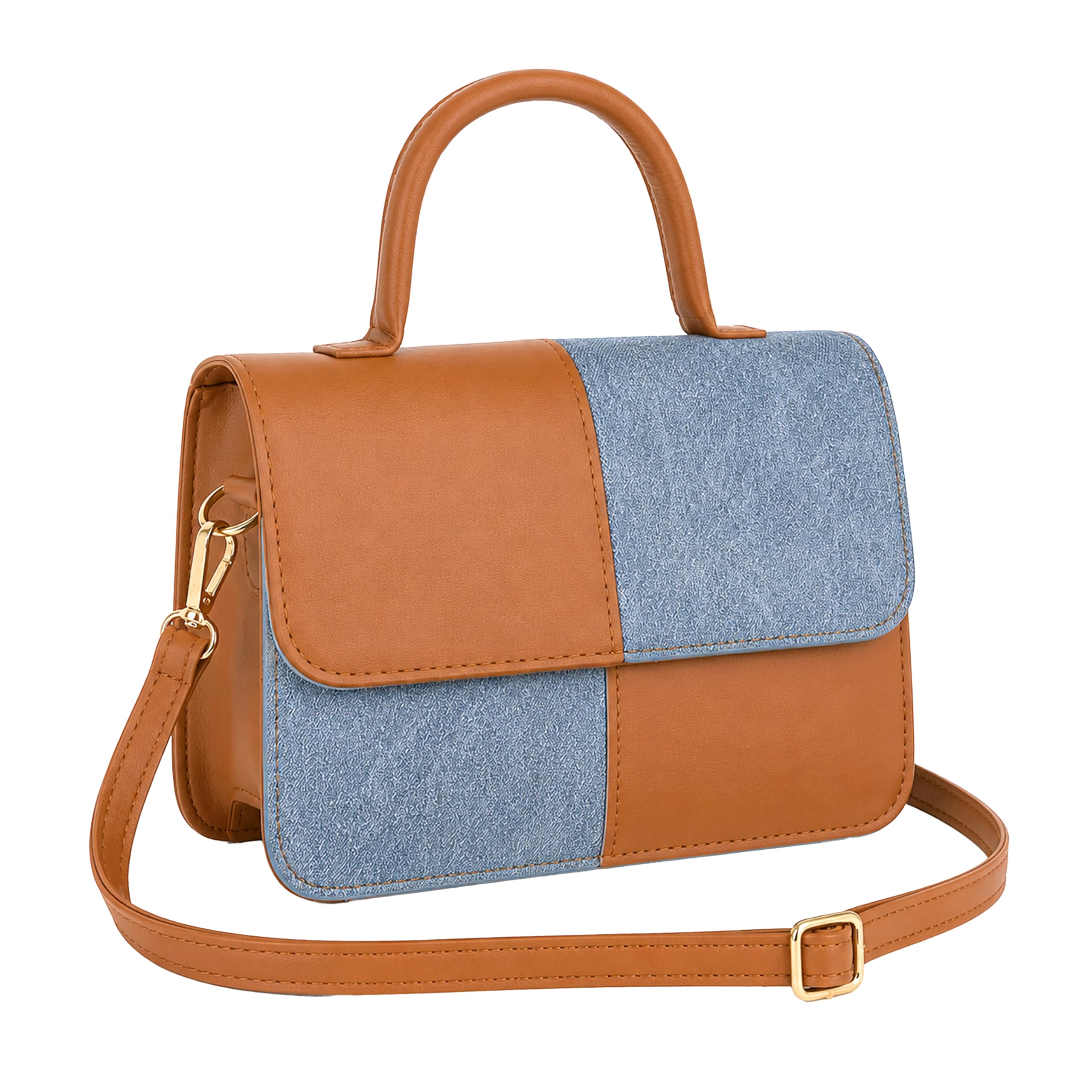 storite Women Denim Sling Bag with PU Leather Flap | Stylish Mini Crossbody Handbag with Adjustable Strap | Casual Shoulder Purse for Girls & Women | Trendy Compact Travel Side Bag-picture-13