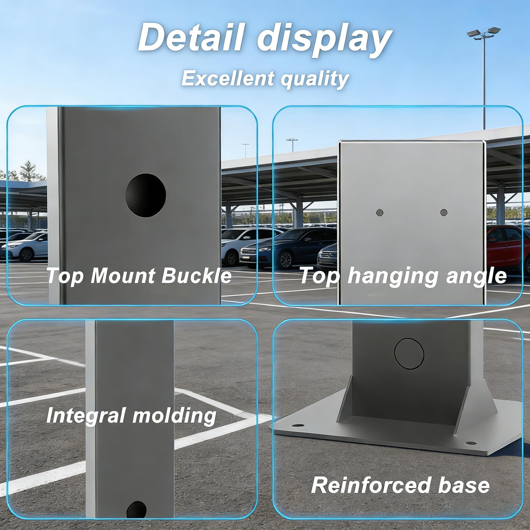 Wallbox Stand Standmontagepfosten Standsäule für Wallbox Ladestationen für Elektroautos 1-Side (Schwarz) Größe: 140 * 24 * 15cm