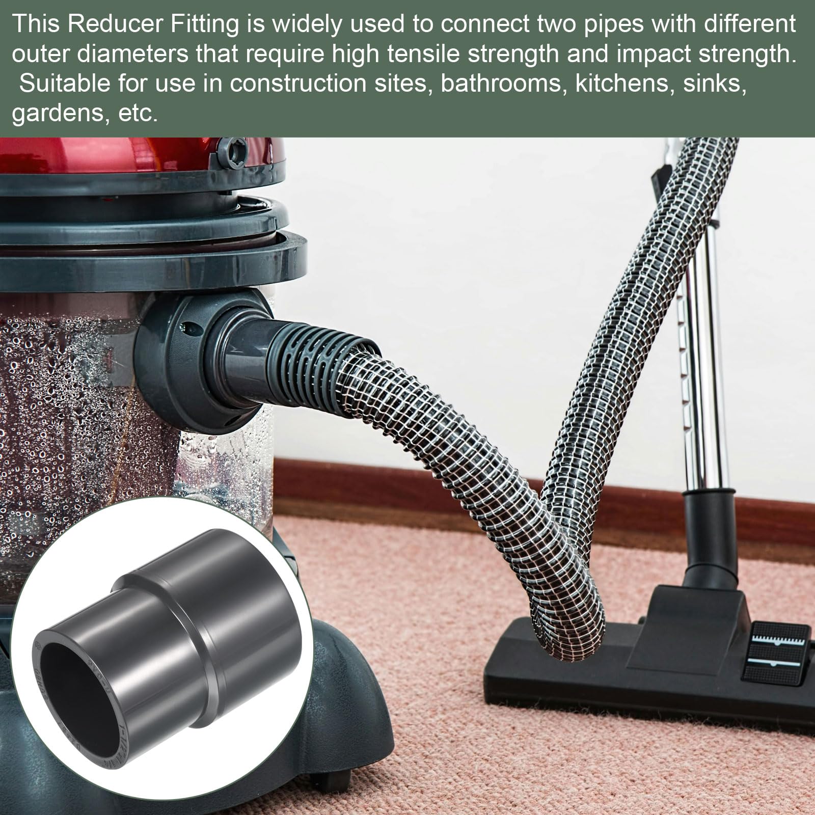 YOKIVE UPVC Reducer Fitting, Straight Adapter Connector Connect Pipe Socket Schedule 80, Great for Bathroom Kitchen - Image 3
