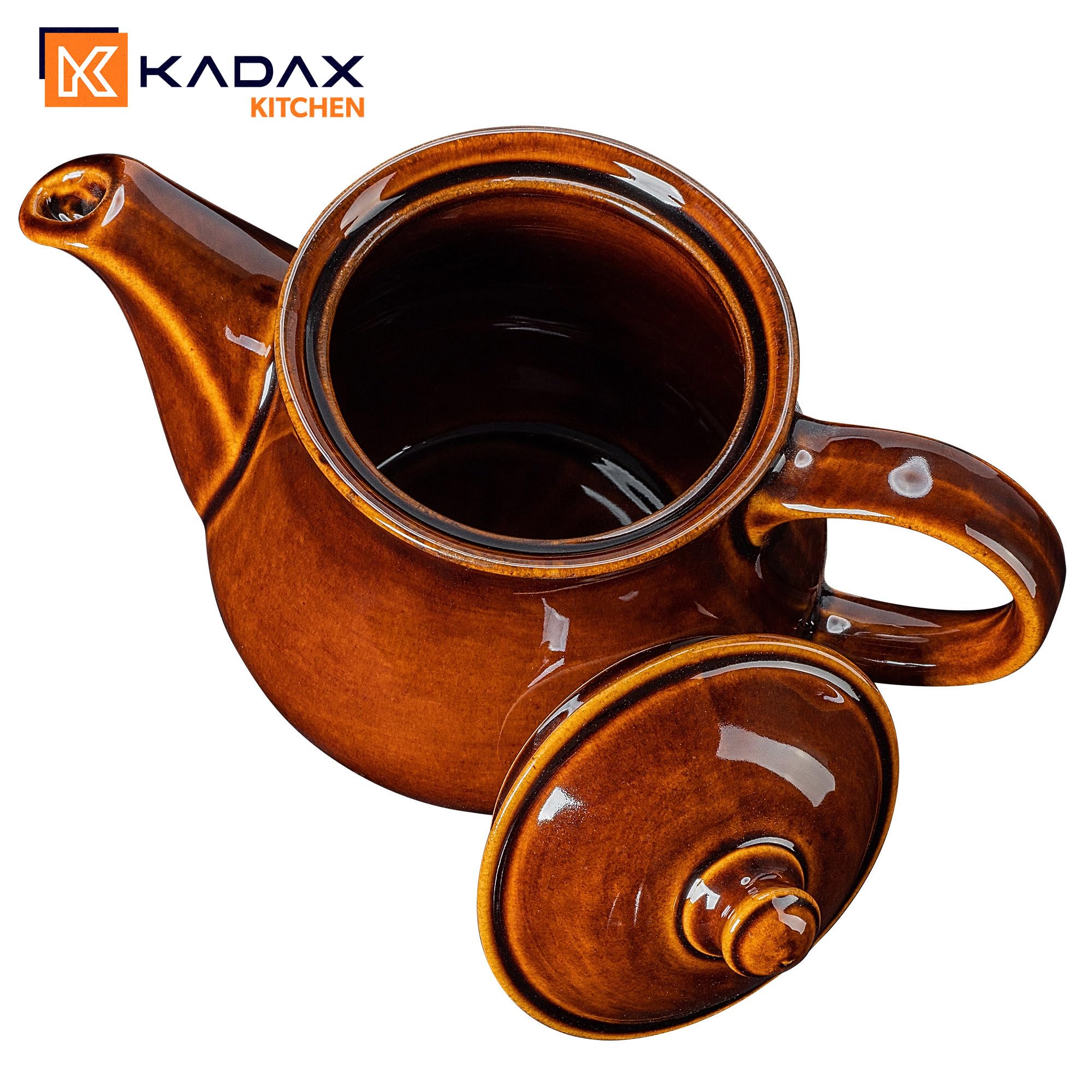 KADAX Théière en céramique - Théière de style maison de campagne - Passe au lave-vaisselle - Théière en céramique de qualité supérieure - Pour la maison ou le bureau (sans chauffe-eau)