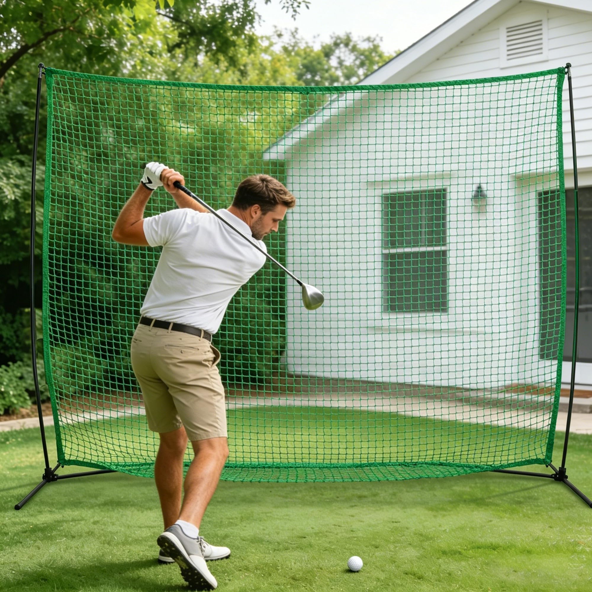 Golfnetz, Golf Übungszaunnetz, 3 * 3 m Golf-Übungsnetz, Tragbares Golfnetz für Drinnen und Draußen, Schwerlast Golfball-Absperrnetz, für Golfschwungübungen in Garage oder Garten (nur Netz)