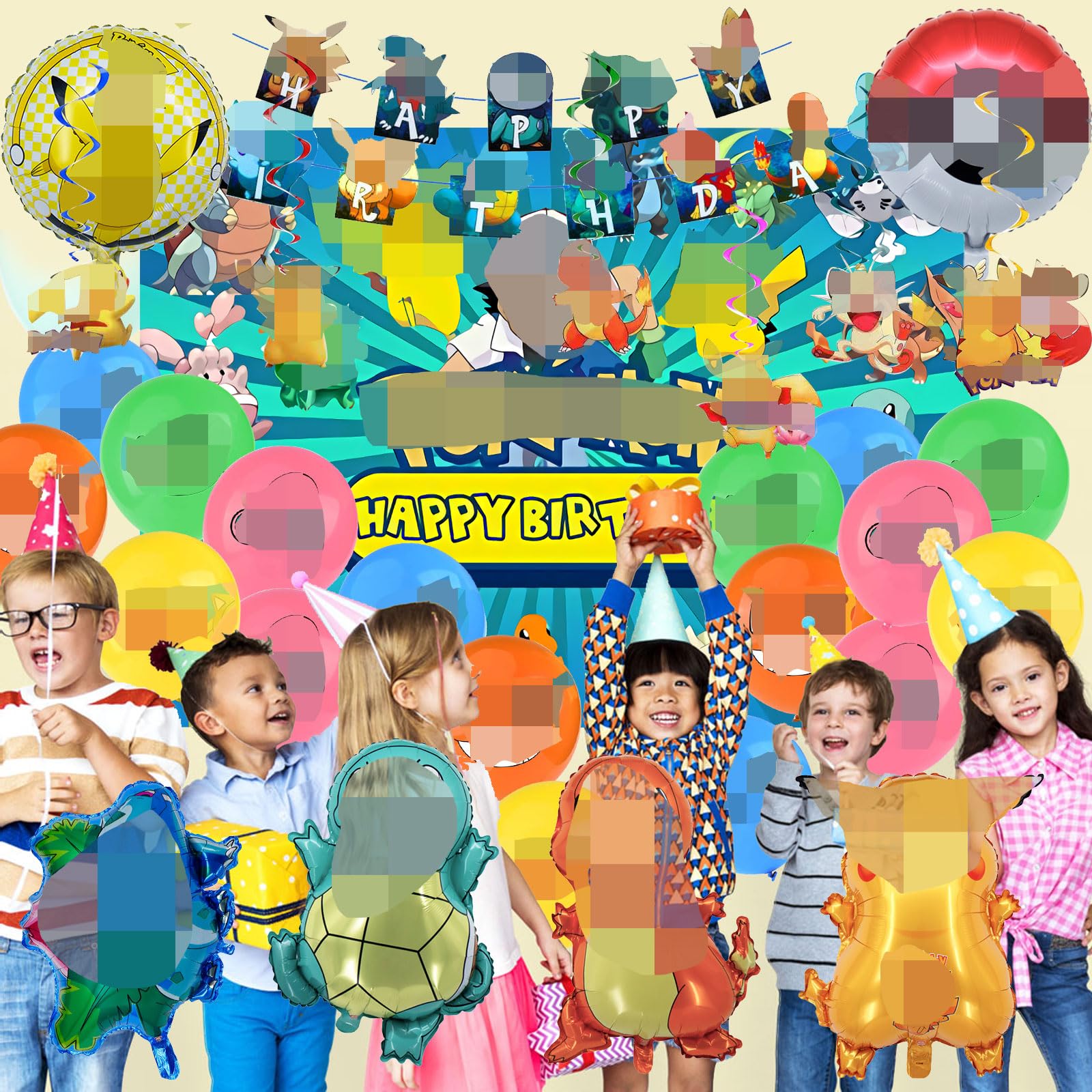 Kindergeburtstag Deko-Set - 16 Ballons + Banner + Torten-Topper