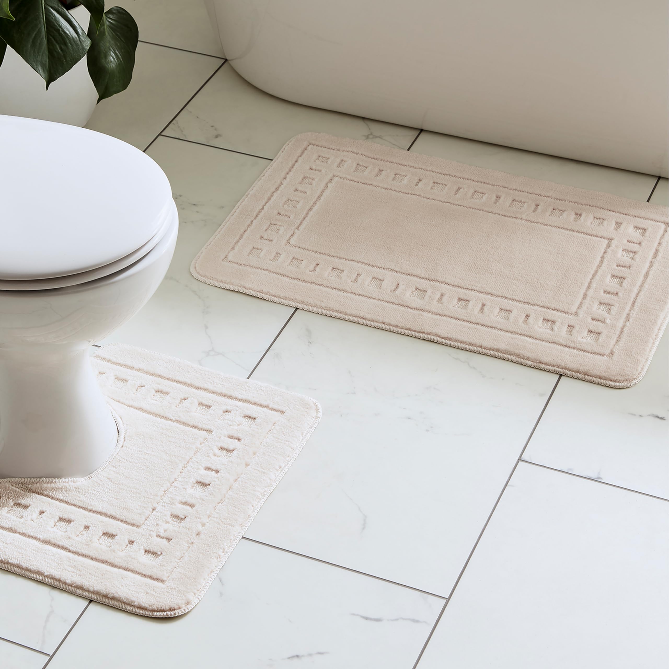 Catherine Lansfield Armoni Bath Mat and Pedestal Set Cream