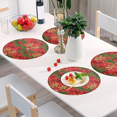 Miniatura 6 de Gingerbread Men Placemats Set, Washable Heat Resistant Placemat for Kitchen one sizex4