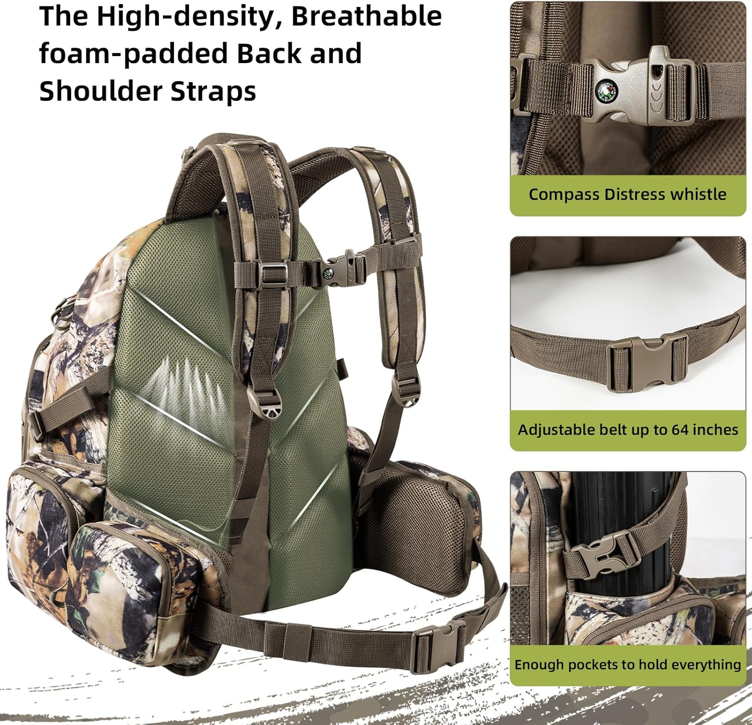 hunting backpack for men Waterproof Camo Pack Hunting gifts for men gear Hunting Day Pack-BlessedBark-35L - Image 5