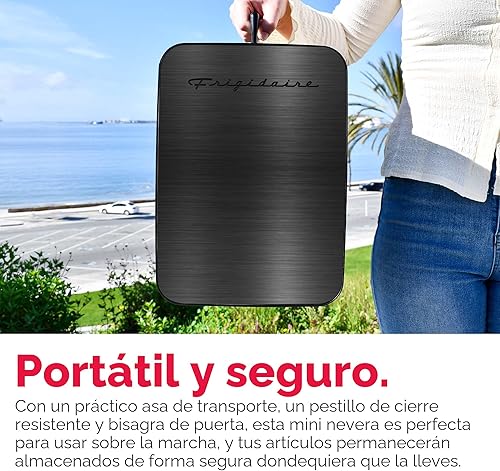 Miniatura 7 de Frigidaire Mini Refrigerador Personal Enfriador, Encimera, Capacidad de hasta 10L/15 Latas, Diseño Robusto de Acero Inoxidable Cepillado, Portátil