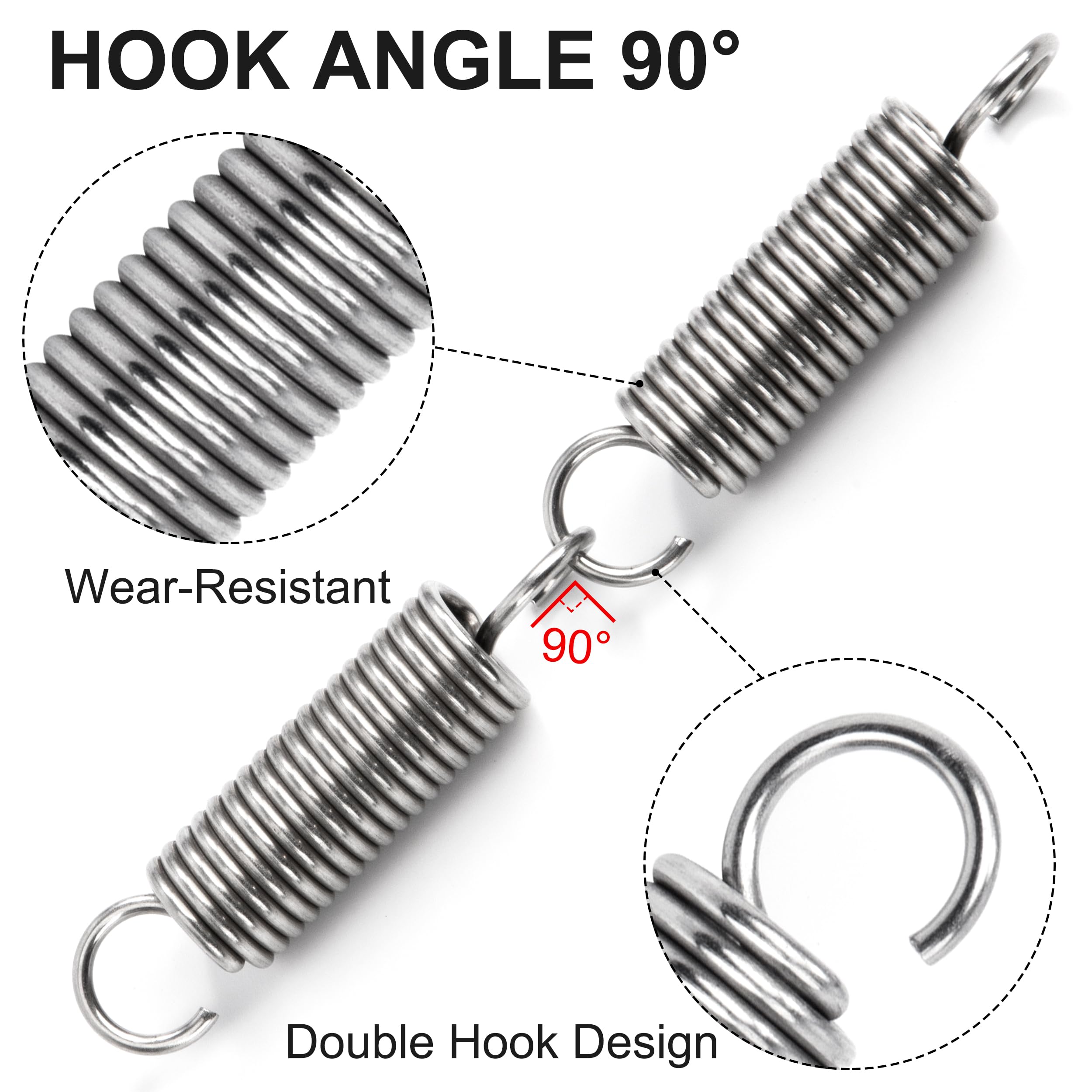 Molle A Trazione GUNGY 50mm - 4 Pezzi In Acciaio Inox Con Doppio Gancio, Diametro 12mm - Foto 12