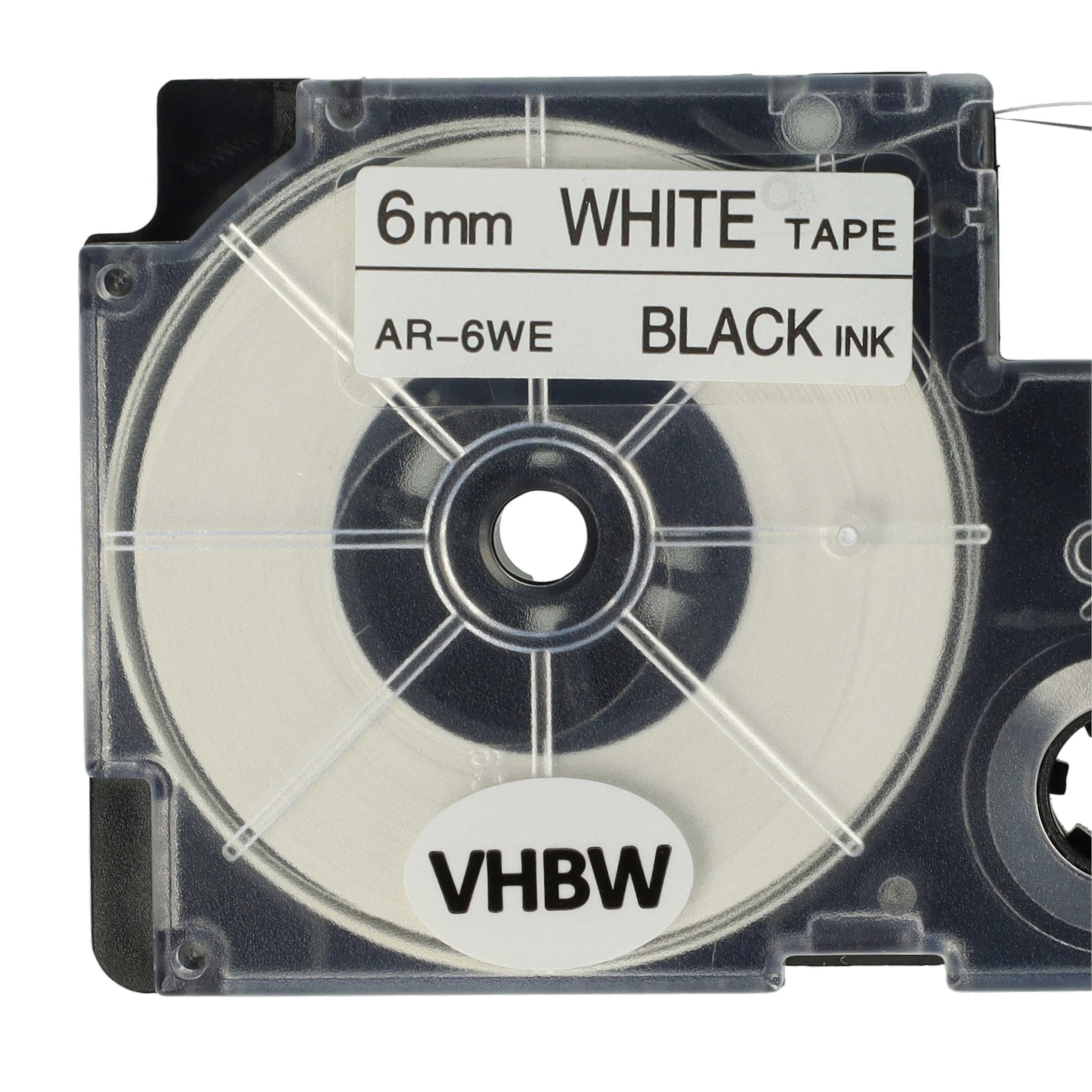 vhbw 50x Cassetta nastro compatibile con Casio KL-2000, KL-300, KL-70E, KL-200E, KL-60, KL-7000 etichettatrice 8m x 6 mm nero su bianco