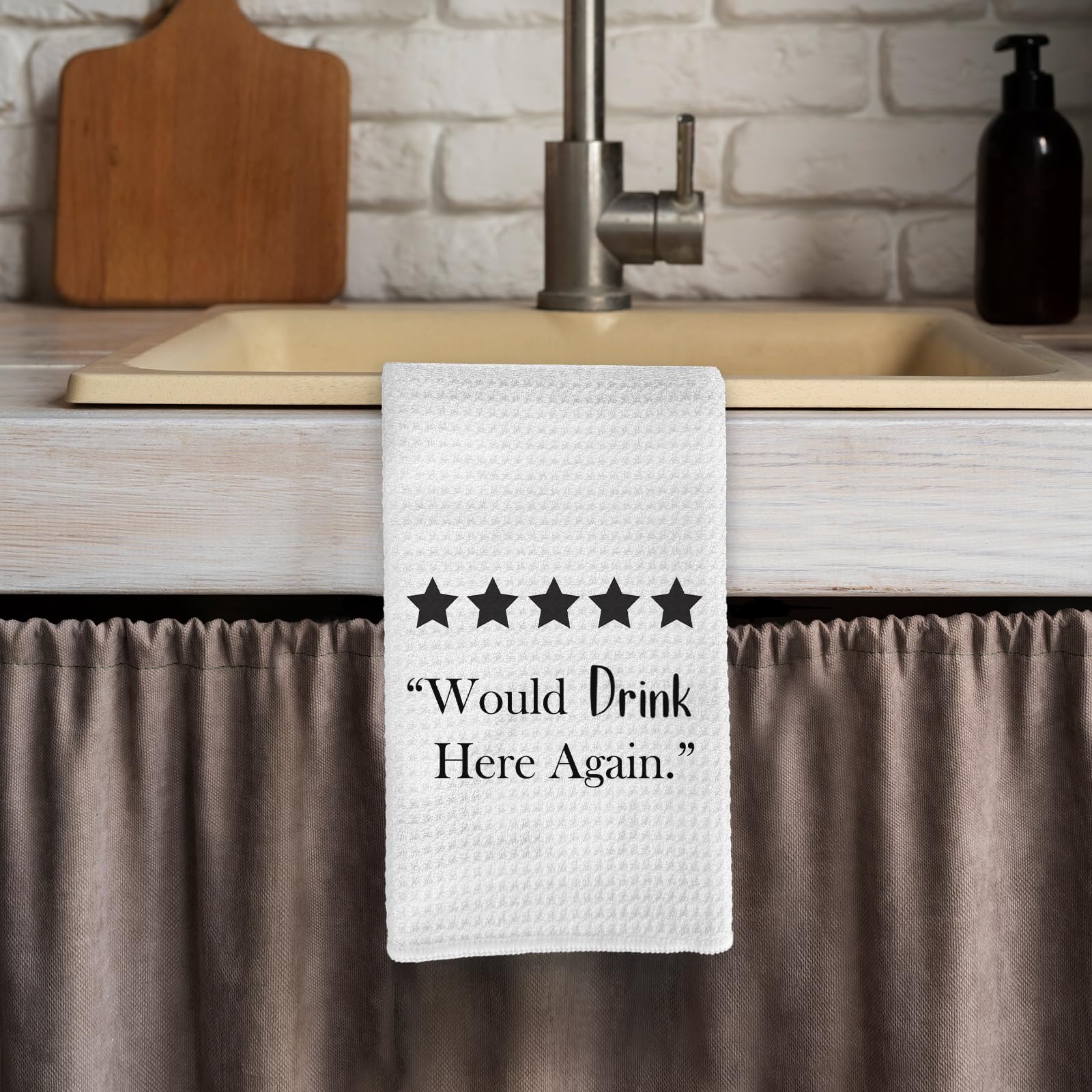 Would Drink Here Again - Toallas de cocina decorativas para el hogar, carrito de bar, toallas de cocina para vino, toallas de cocina divertidas, paños de cocina para cocina, 16 x 24 pulgadas