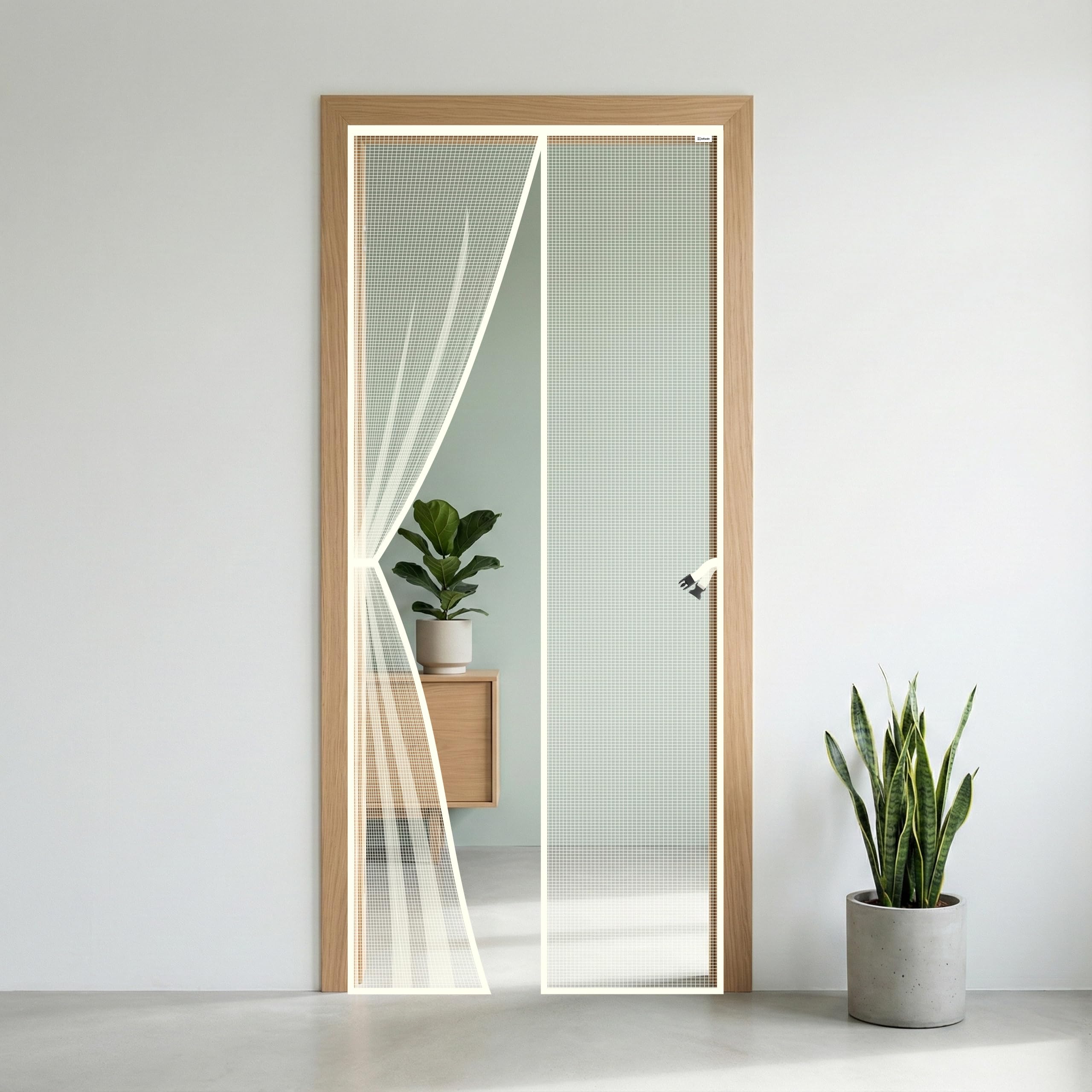 Fiberglass Magnetic Mosquito Net for Door with Straps | Ivory | 230 x 105 CM | Self Closing Magnetic Door Curtain-image-26