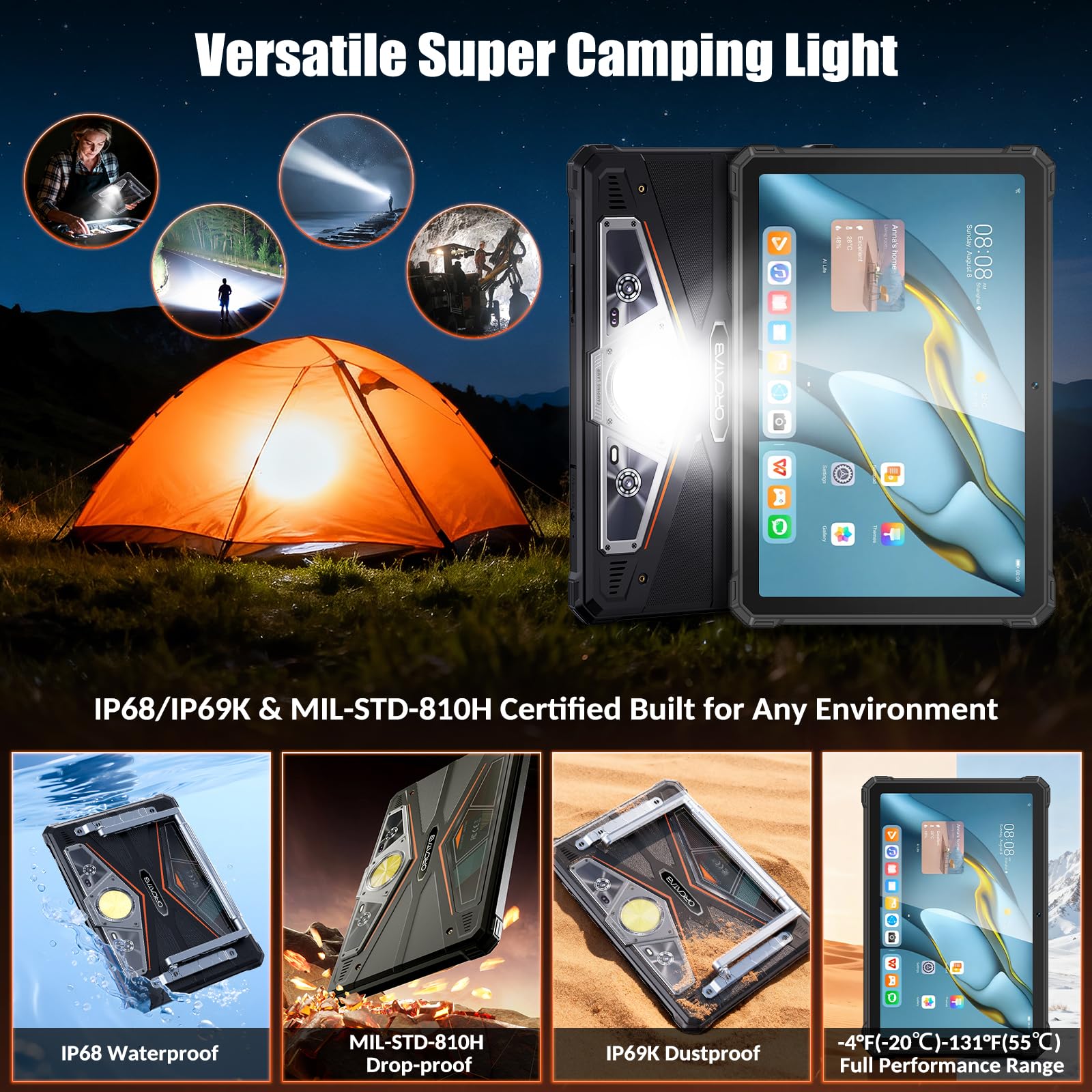 Amazon.com : ORCATAB WT1 Pro 2026 5G Rugged Tablet Android 15, 2K