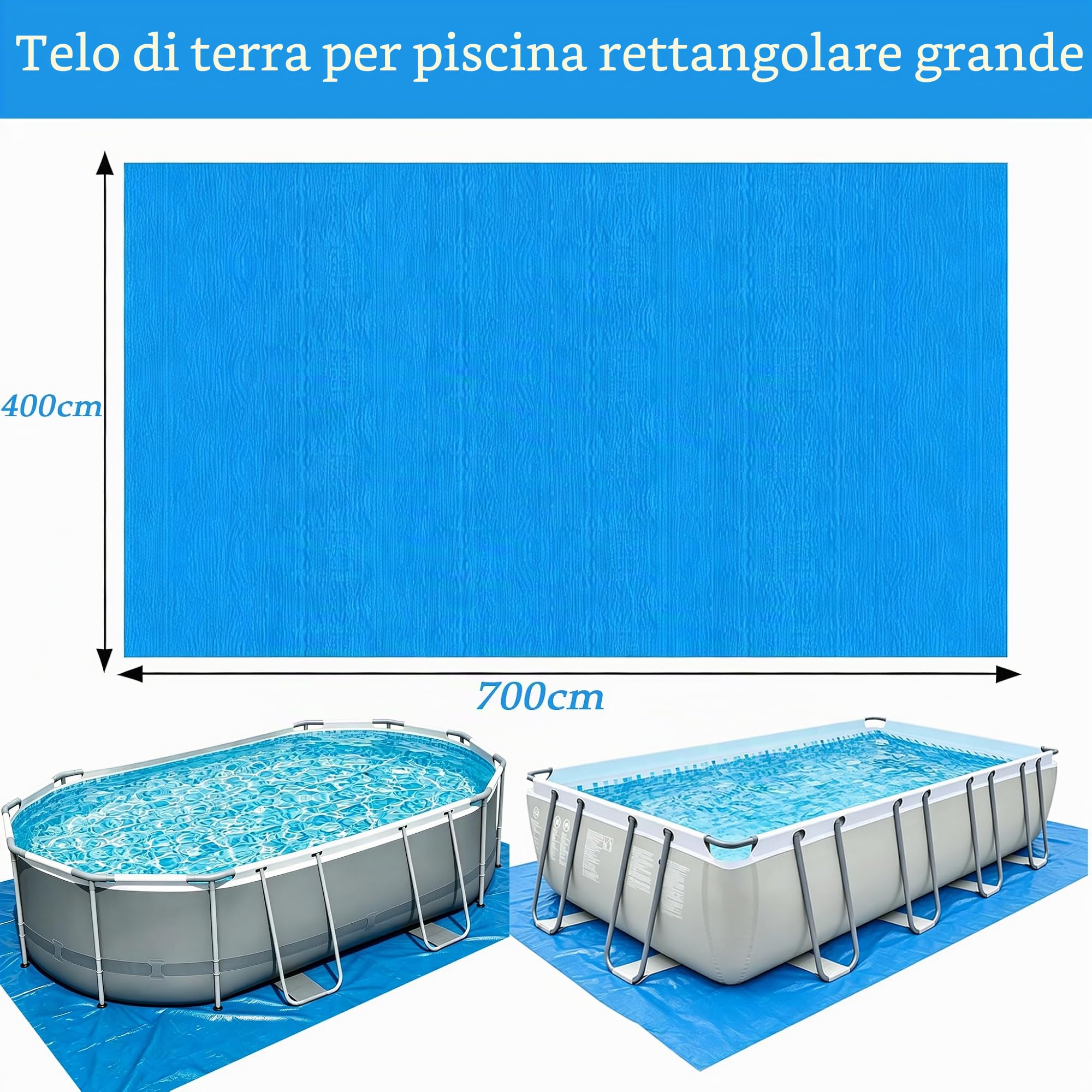 Tappetino rettangolare per piscina, 700 x 400 cm