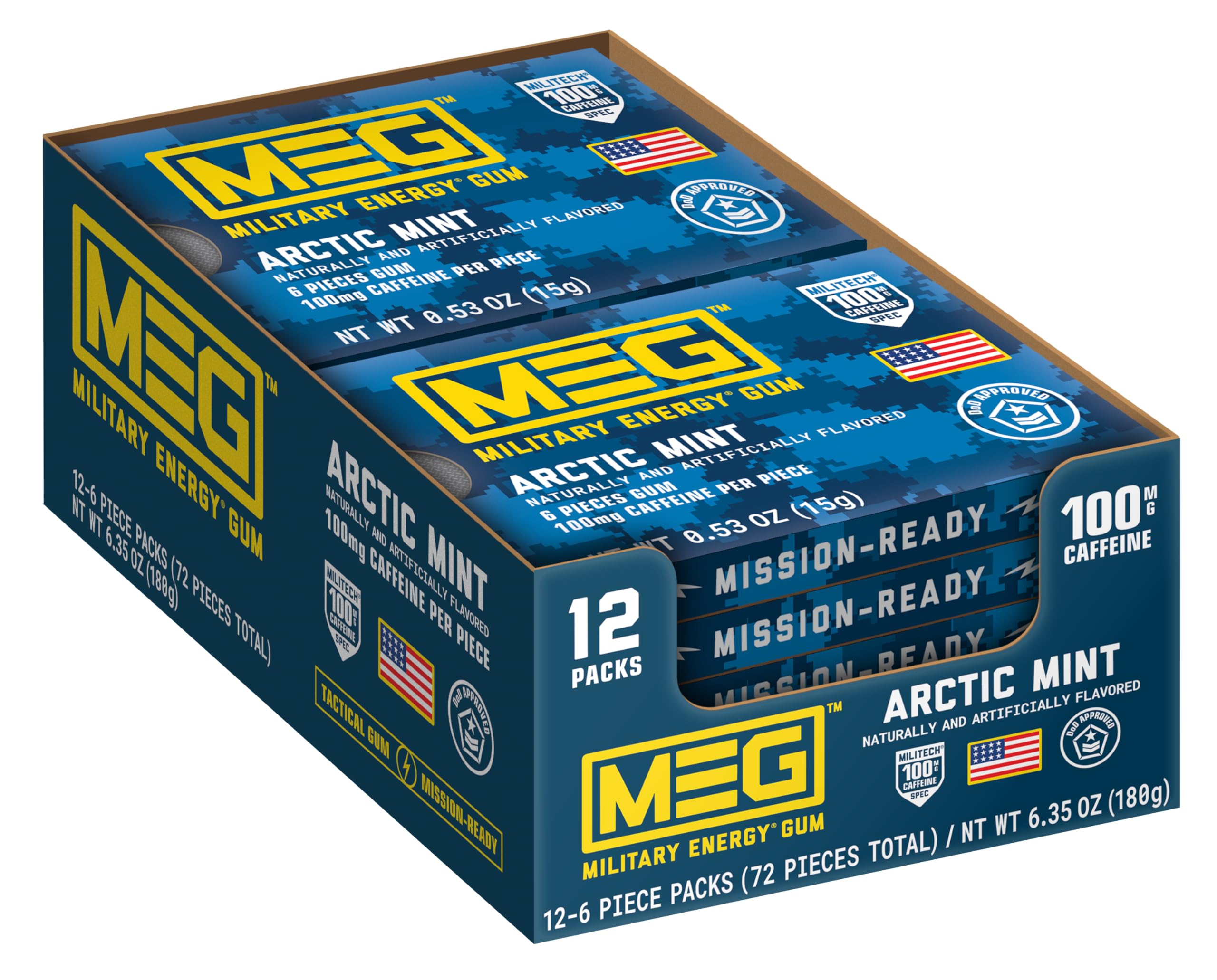 メネギニ鉱　USA Amazon.com : MEG (Military Energy Gum - Arctic Mint| Energy