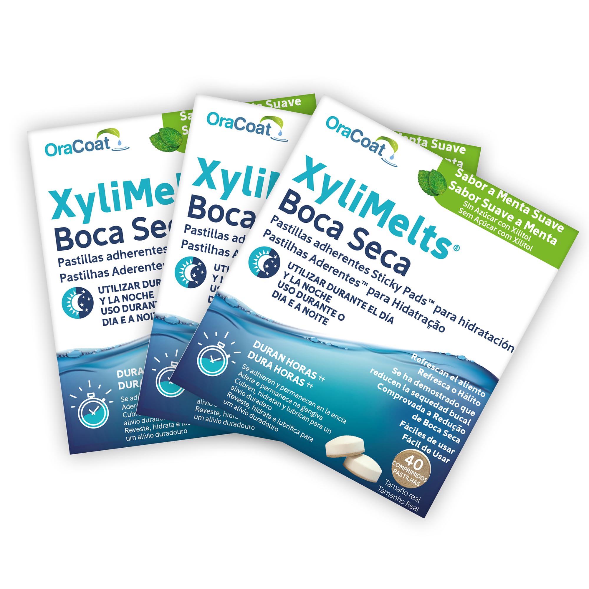 XyliMelts Menta suave 120 unidades [Paquete ahorro] – Tabletas adhesivas contra la sequedad de boca nocturna – hidratar la boca durante el sueño 4-8 horas – sabor a menta discreto – contra la boca
