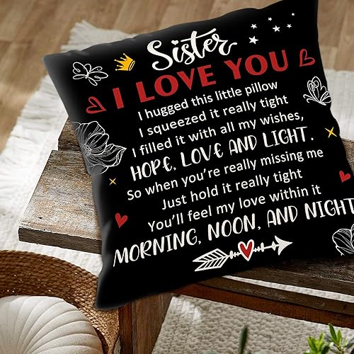 Miniatura 5 de Regalos para hermanas  Fundas de almohada para hermana con cita I Love You para el día de San Valentín Día de la Madre regalos de cumpleaños para