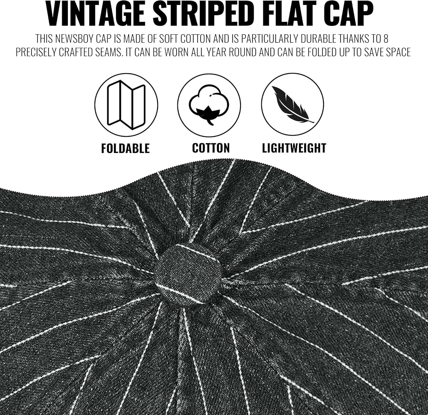 Croogo Men's 8 Piece Newsboy Flat Cap Ivy Golf Cabbie Hat Denim Cotton Herringbone Caps Summer Baker Boy Beret Hats for Daily - Image 5