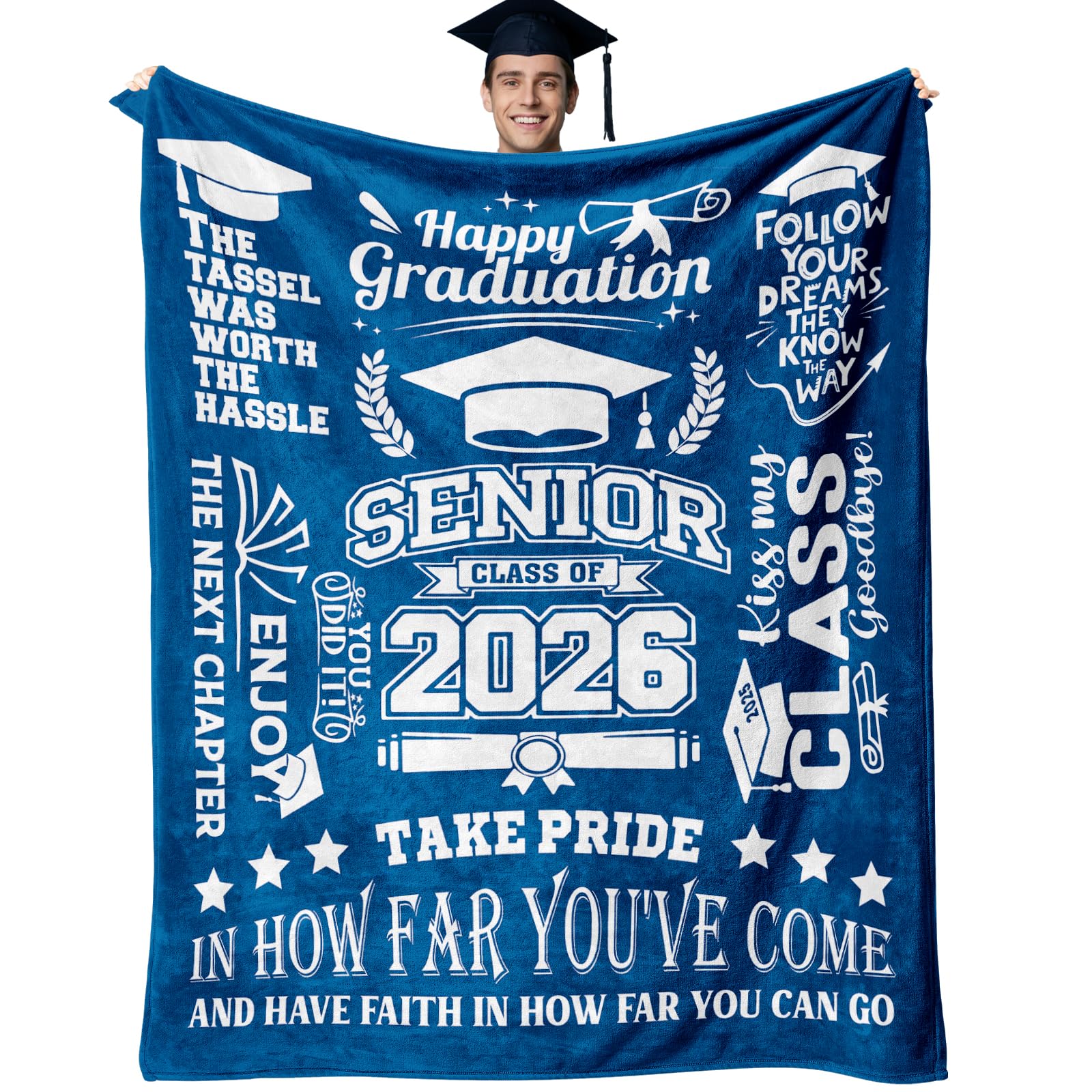 AIYUBOFUN 2026 Graduation Gifts Blanket 60 X 50 Inch, Graduation Gifts for Him/Men/Boy/Son, Class of 2026 Gifts, Graduate Gifts, High School/College/