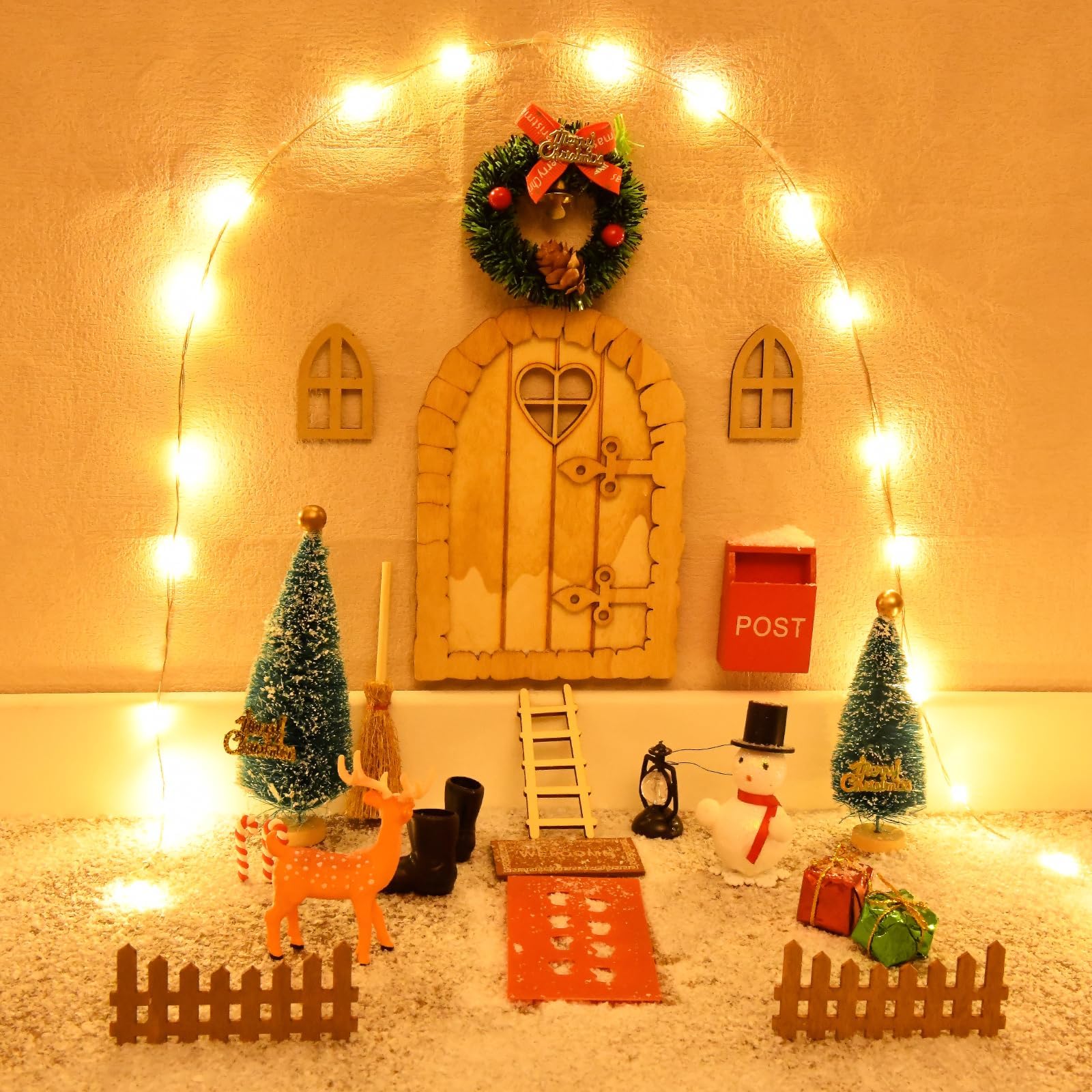 BESPORTBLE Weihnachtsspieluhr Holz | Mini Schaukelpferd & Weihnachtszug | 18cm Weihnachtsdekoration