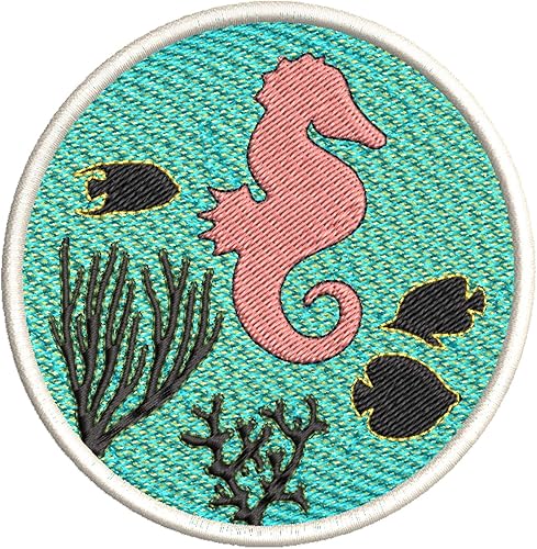 Parche bordado de peces de caballo de mar, apliques bordados para planchar o coser, diseño náutico de criaturas marinas y oceánicas, playa,