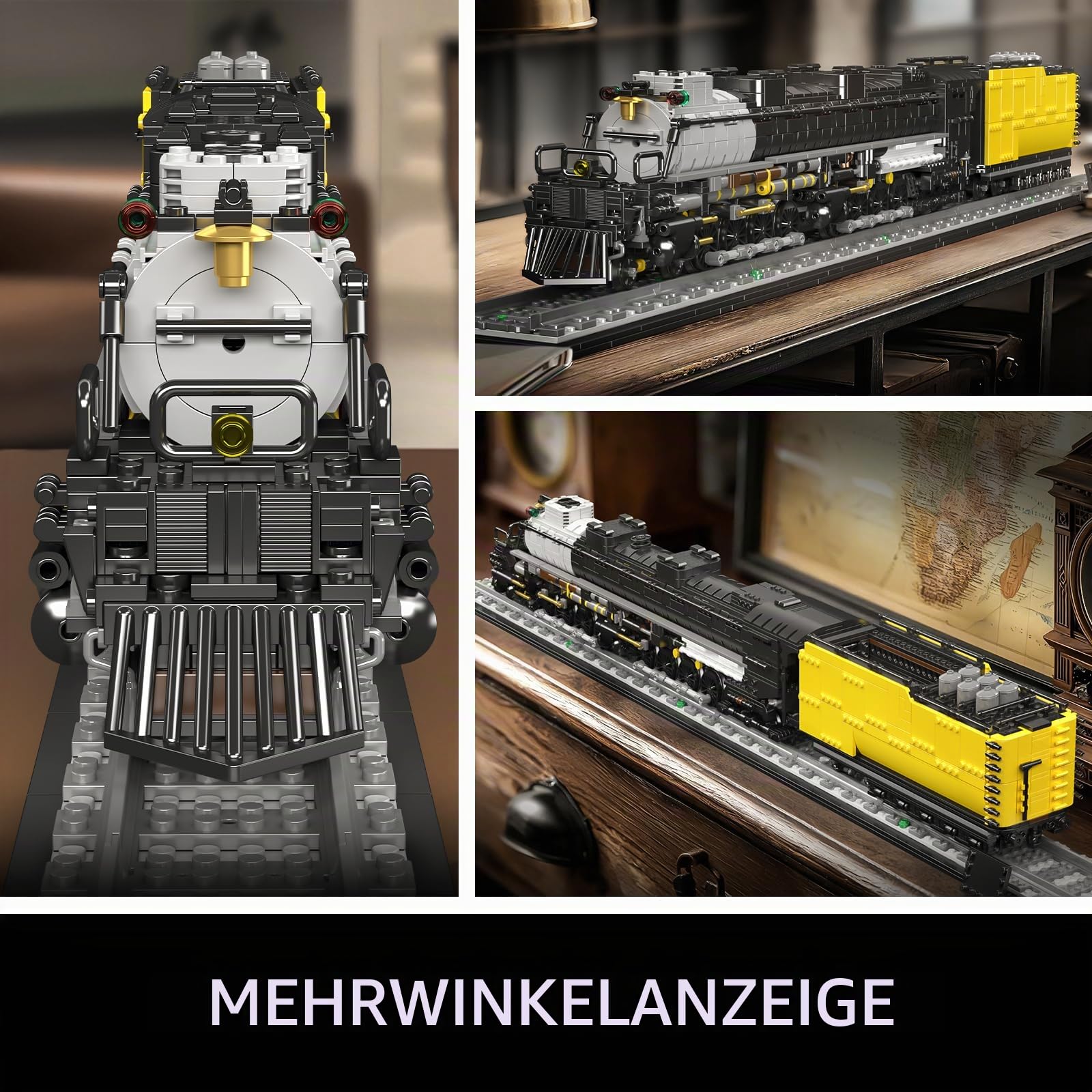 Mould King 12049 Technik Dampfzug Zug Bausteinset, 3040 Teile Detailliertes Modell, Dampflok Nachbildung Bausteine Spielzeug Geschenke für Erwachsene (Statische Version)