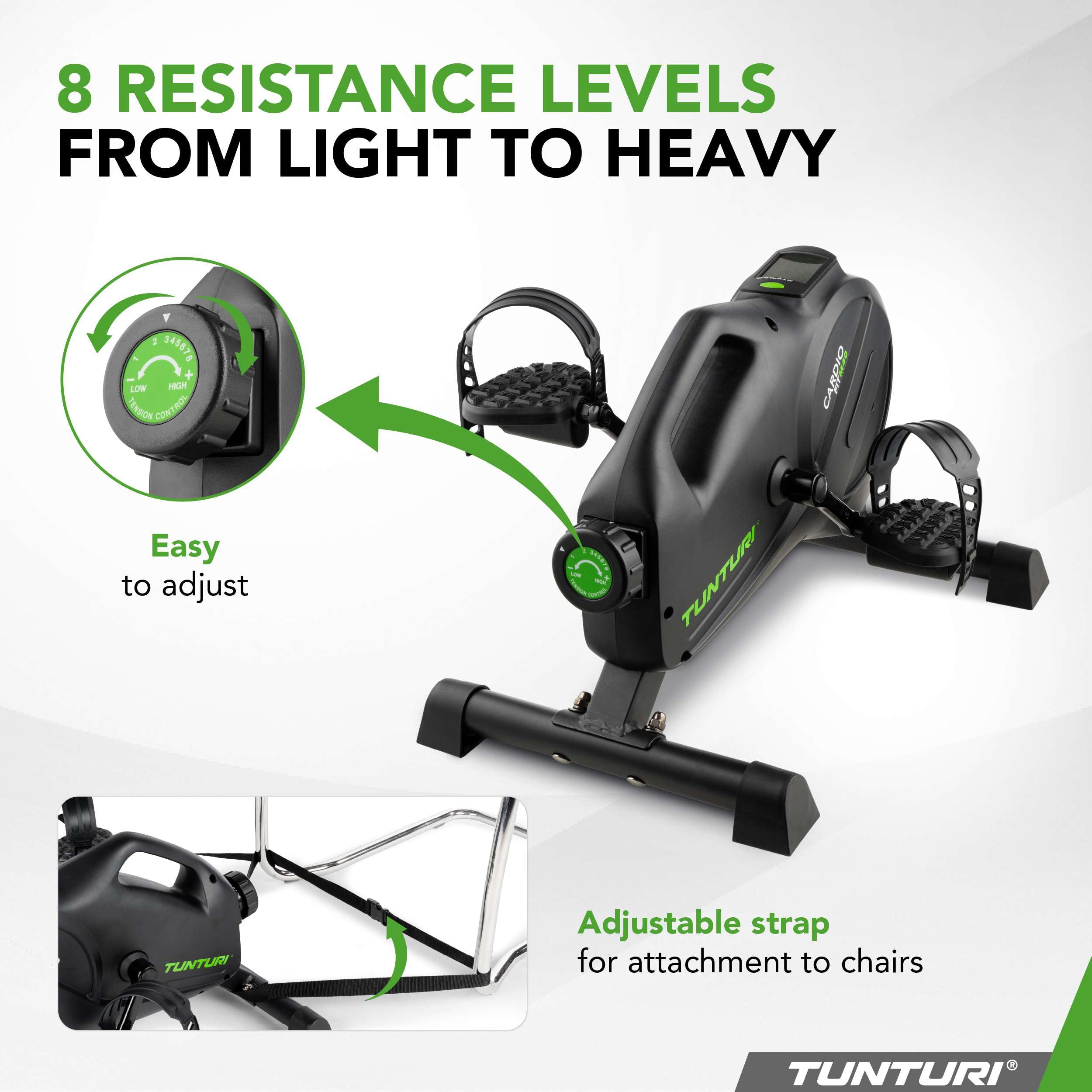 Tunturi Cardio Fit M40 Mini Bike Cyclette Cyclette - Cyclette per Anziani, Gamba per Casa, Resistenza Regolabile e Display LCD per Braccia e Gambe