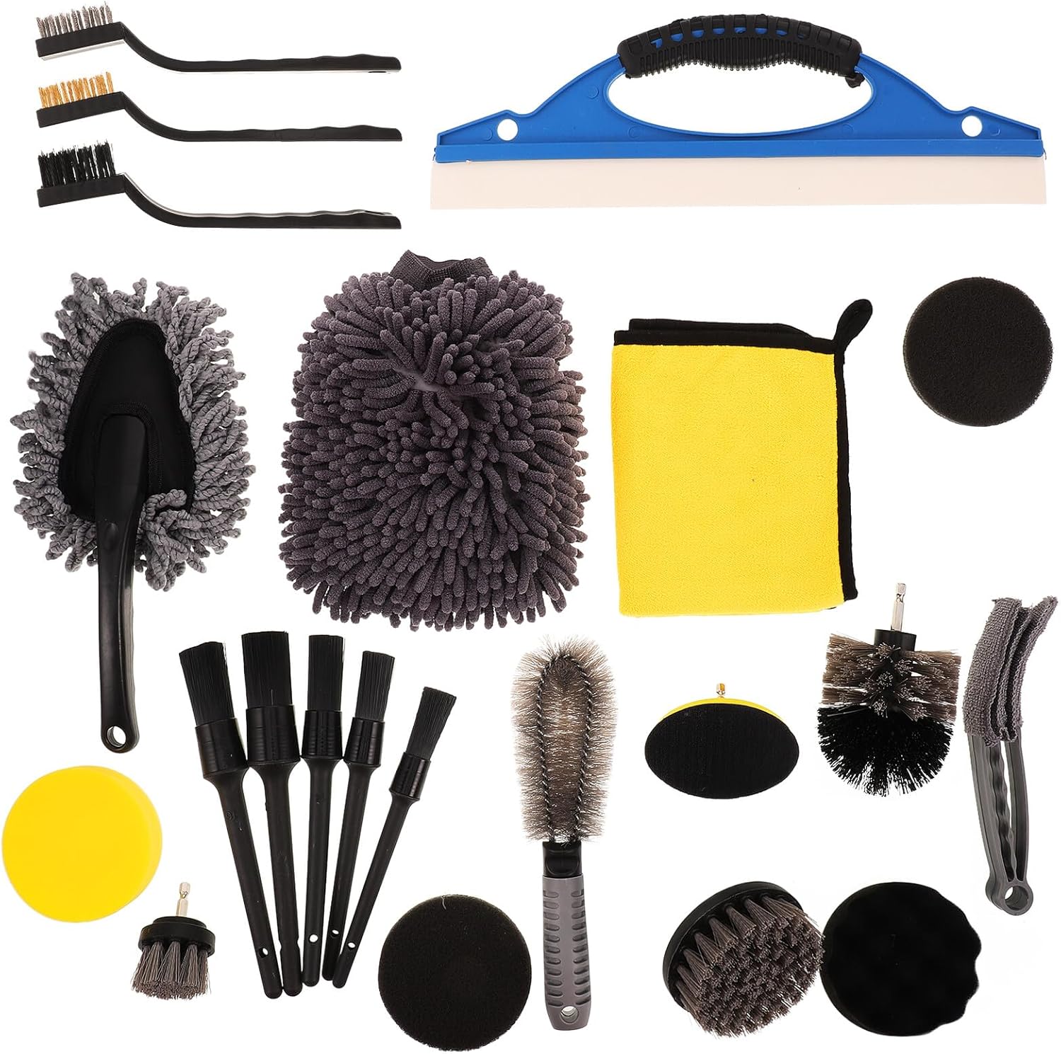 23pcs Car Cleaning Set with Wheel Cleaner Brush and Interior Duster, Multi-Function Car Detailing Kit for Exterior Wheels and Interior Surfaces, Automotive Cleaning Tools