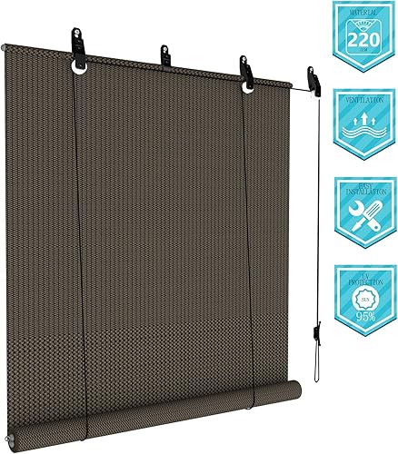 Miniatura 2 de Coarbor - Persianas enrollables para exteriores para el porche, patio, persiana de exterior, persiana enrollable, Marrón