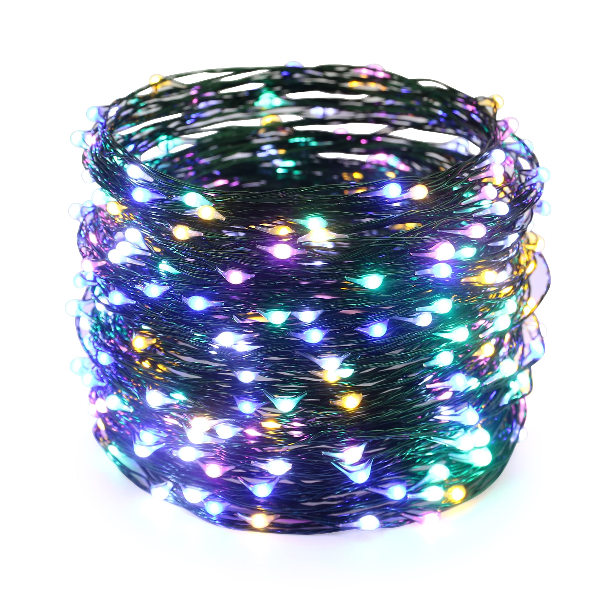 ER CHEN 66ft Led String Lights, 200 Led Starry Lights on 20M Green Copper Wire String Lights Power Adapter + Remote Control(Multicolor)