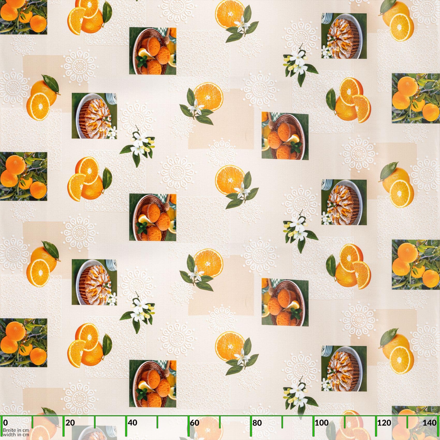 ANRO Nappe en Toile cirée Lavable, pour Table de Jardin, extérieur, intérieur, Ovale, Bord coupé, Oranges, 240 x 140 cm