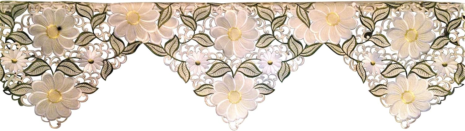 Fireplace Mantel Runner with Large Yellow Daisy Flowers Handmade, Size 84 x 27 inches, Polyester