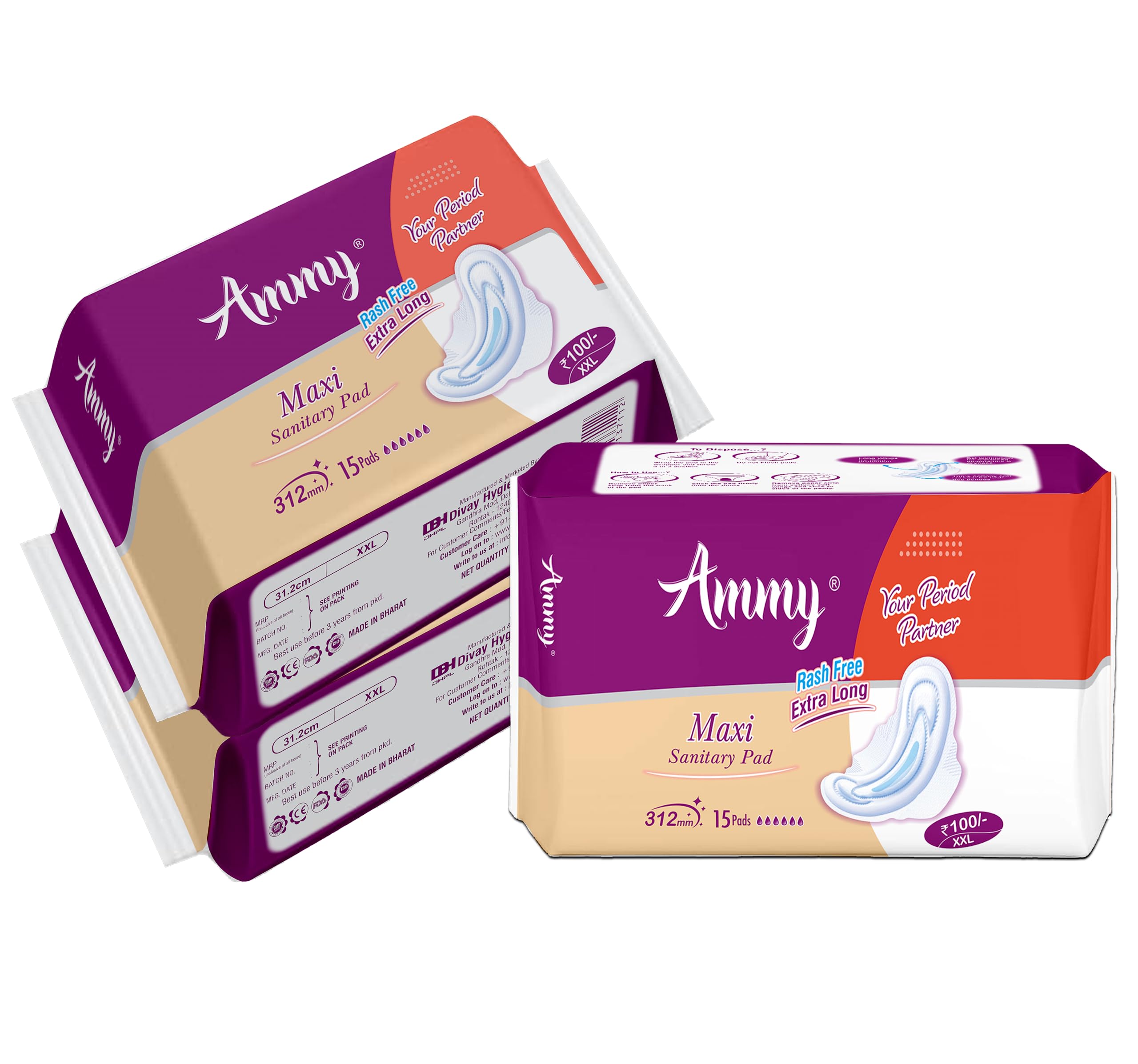 Ammy Maxi XXL Sanitary Napkins with Wings | Super Absorbent Core | 75 Sanitary Pads 5 Packs of 15Pcs Each (75 Napkins) (B0CB1C55N9) Amazon Price History, Amazon Price Tracker