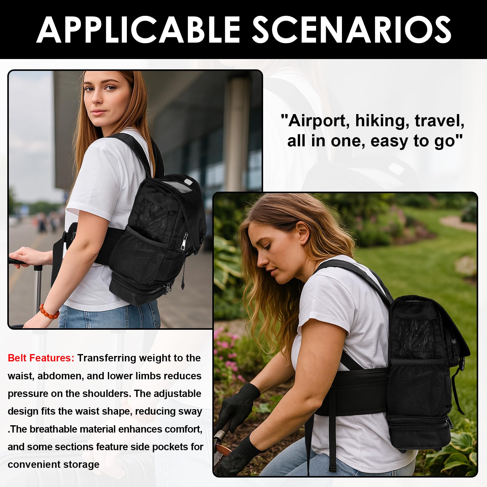 Mochila concentrador de oxígeno actualizada compatible con Inogen One G5 e Inogen Rove 6, dispositivo de oxígeno portátil ultra ligero portátil bolsa de malla para viajes al aire libre, Negro