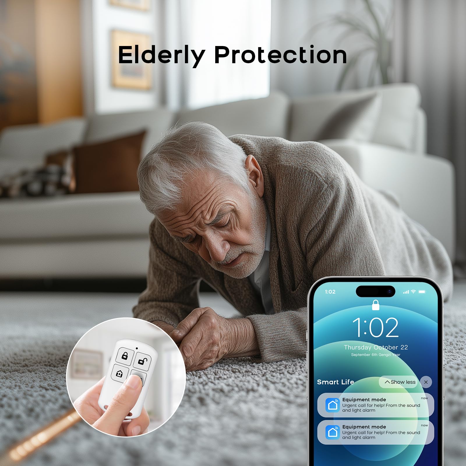 WiFi Alarmas para Casa Inalámbrico, Sistema de Alarma Doméstica Antirrobo con Alerta App, Incluye: Sensores de Puertas/Ventanas,Dtecteores de Movimiento,Sirena, Mandos a Distancia