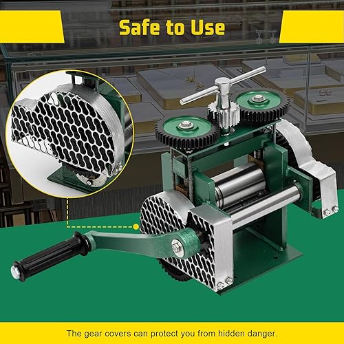 Miniatura 3 de RustyVioum Máquina de laminador de prensa de joyería, 0.039x 3.346 in Manual Schmuckpresse Maschine, herramienta de rodillo de hoja de metal plana