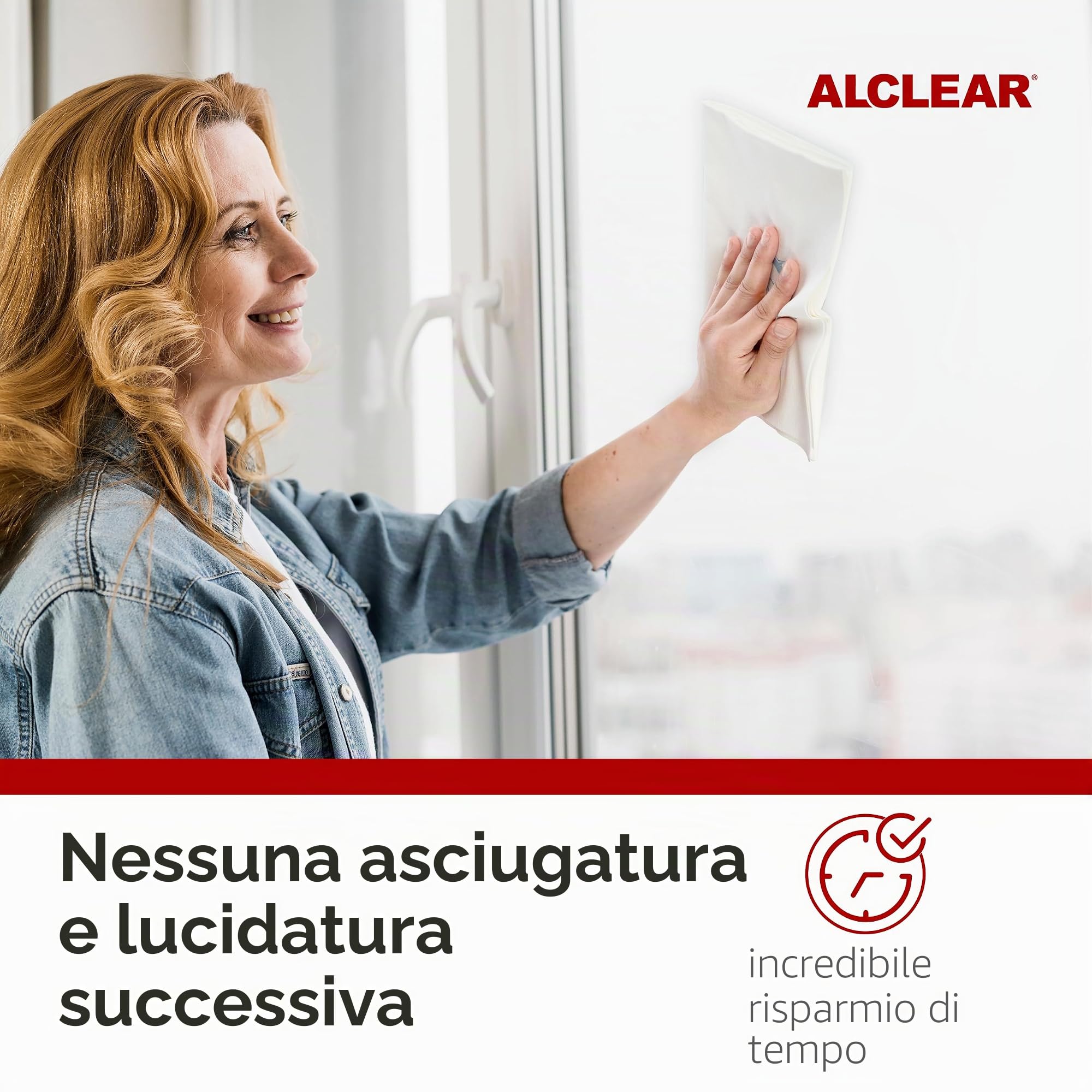 ALCLEAR 950001_5 panni in microfibra per vetri, 5 pz, 40×45 cm | Panni per vetri senza aloni, senza pelucchi, risparmia tempo senza asciugatura finale, designed in Germany, per casa e auto