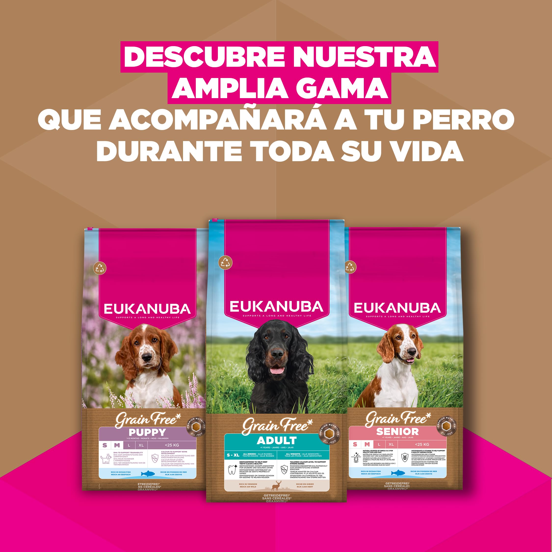 Eukanuba, alimento para Perros sin Cereales con venado, alimento seco Premium sin Cereales para Perros Adultos de Todas Las Razas, 12 kg | Comida seca premium con caza | sin cereales | para perros adultos