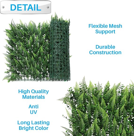 Patio Paradise Artificial Greenery Grass Wall Panels, 20x20 (1pc) Faux Grass Boxwood Backdrop Fake Ivy Privacy Screen Green Hedge for Indoor Outdoor Decor, 10 3D Mixed