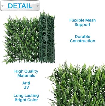 Patio Paradise Artificial Greenery Grass Wall Panels, 20x20 (1pc) Faux Grass Boxwood Backdrop Fake Ivy Privacy Screen Green Hedge for Indoor Outdoor Decor, 10 3D Mixed