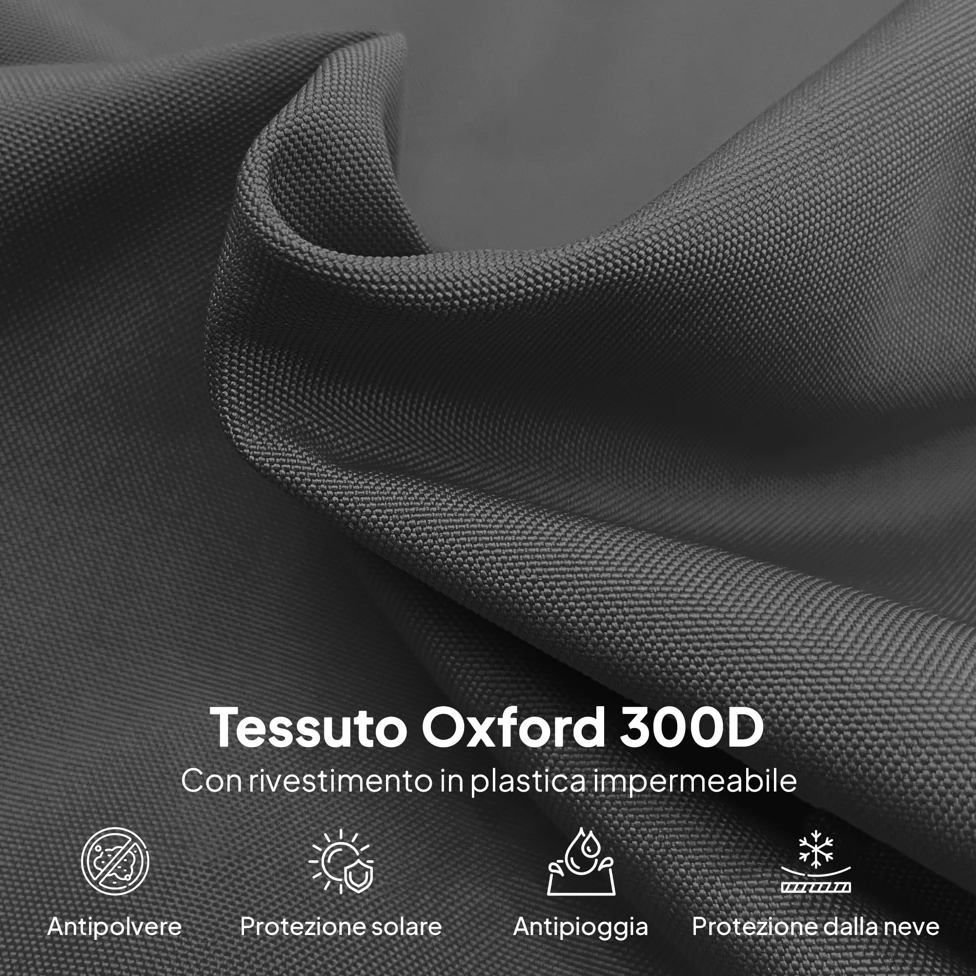 Outsunny Copri Ombrellone da Giardino Impermeabile, Copertura per Ombrelloni Rotondi da Ø396 cm o Quadrati da 304 cm con Cerniera e Laccio in Tessuto Oxford 600D, 220x56x56 cm, Nero