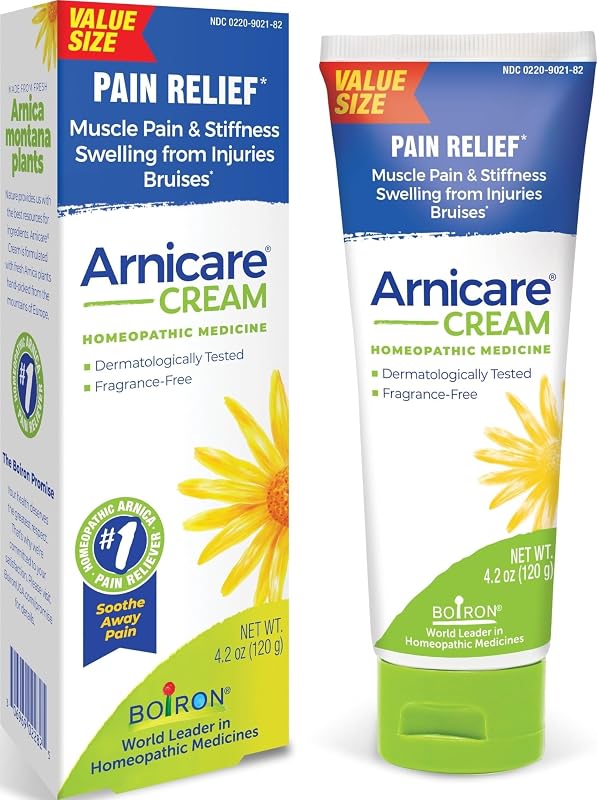 Boiron Arnicare Cream for Joint Pain, Muscle Pain, Swelling, Soreness, Stiffness, and Bruises - Fast Absorbing and Fragrance-Free - 4.2 oz | For Joint Pain, Muscle Pain, Inflammation, Soreness, and Bruises. Features: Fragrance-Free, Fast-Absorbing. Size: 4.2 oz.