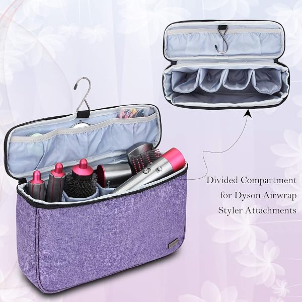 Teamoy Sac de Rangement pour Dyson Airwrap Styler et Bigoudi Accessoires, Étui Portable, Pochette de Voyage, Violet - 2