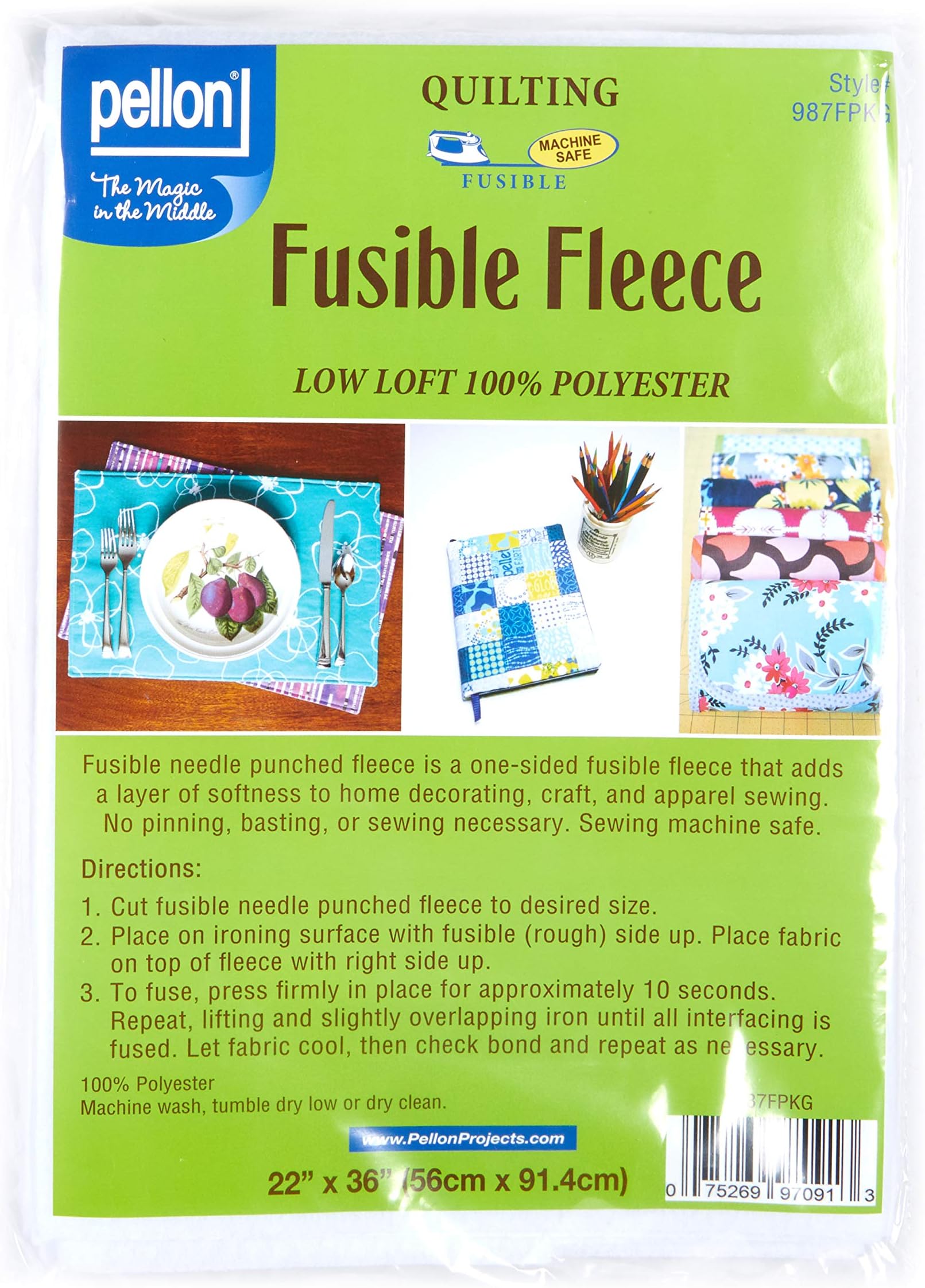 Pellon 987F Fusible Fleece 22in x 36in Package White