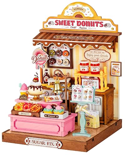 Rolife DIY Miniature Kit Mini Building Dollhouse Sweetie's Donut Shop, Miniverse Lifestyle Mini Bookshelf Decoration, DIY Hobbies for Friends (Sweetie's Donut Shop) - Sweetie's Donut Shop