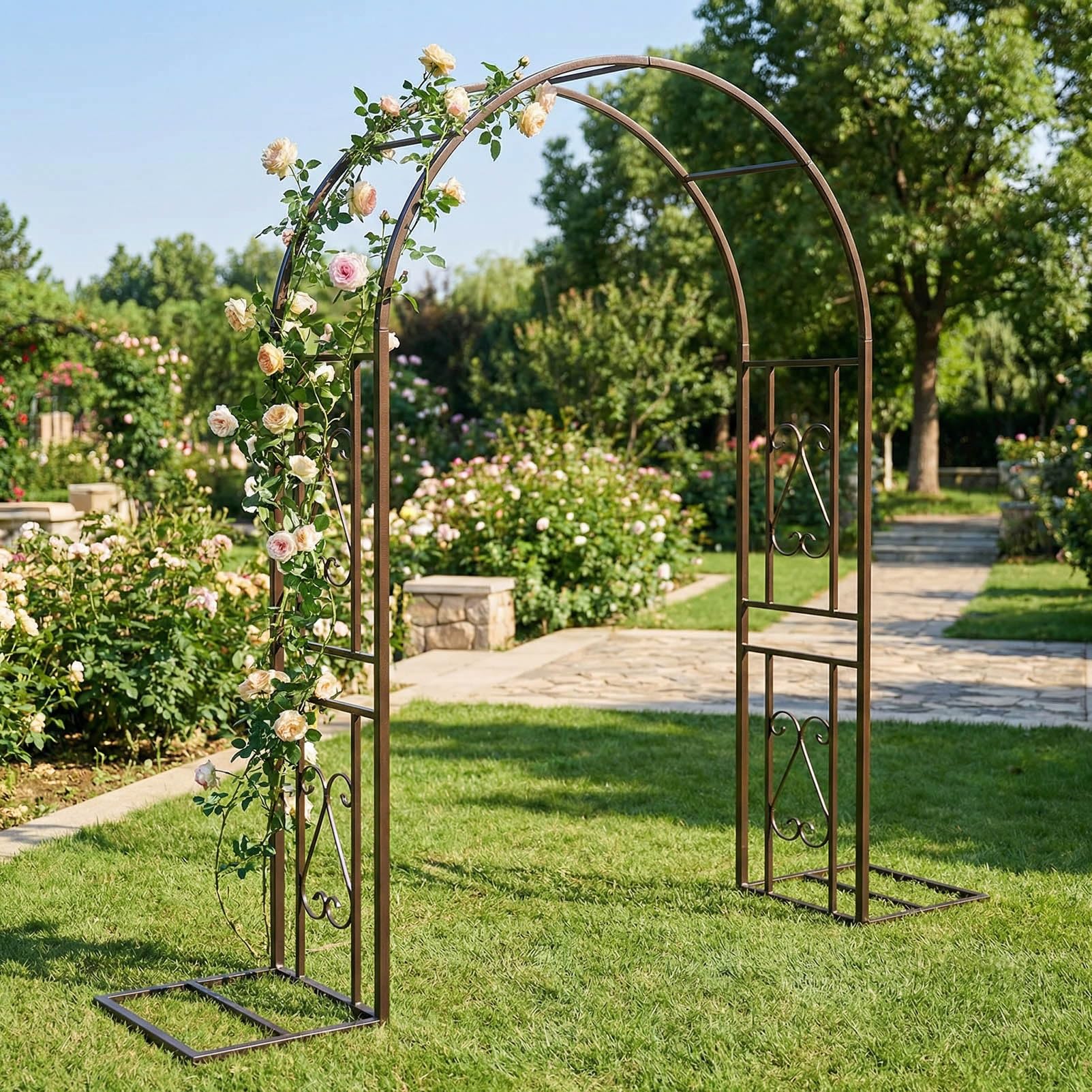 Arco de jardín enrejado de 2,6x2,3m, soporte decorativo de exterior para plantas y bodas