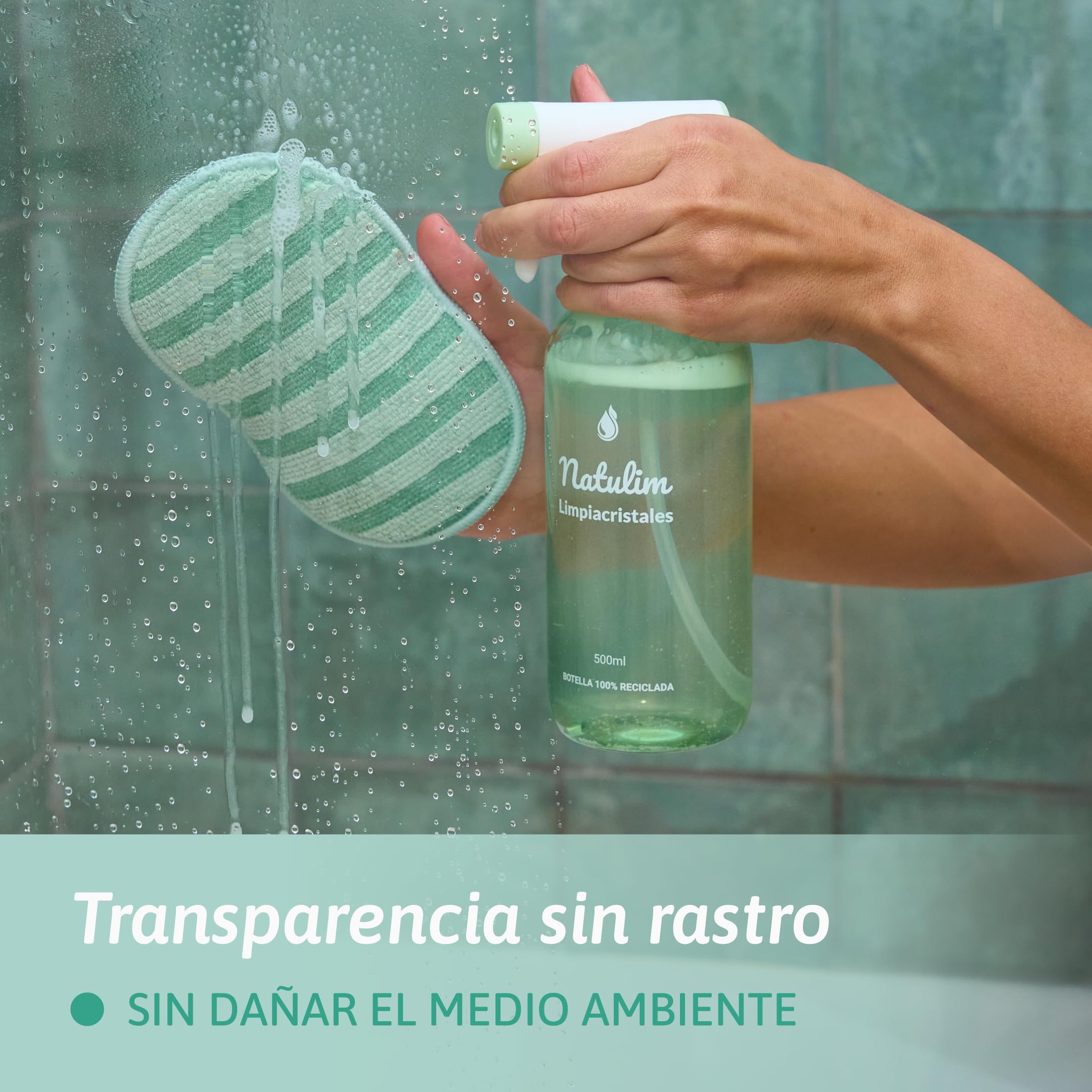 Natulim Pack 4 Esenciales de Limpieza del Hogar - Limpiacristales, Antical, Multisuperficies y Desengrasante - Set Pulverizador Recargable 500 ml + 8 Sobres - Fórmula Eficaz y Natural