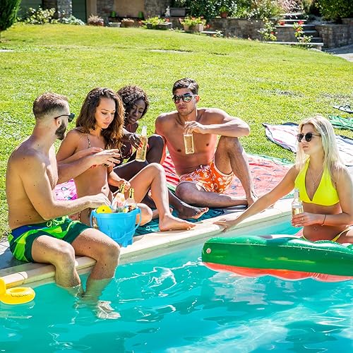 Miniatura 5 de Sratte 24 cubos de castillo de arena de 5.5 pulgadas, cubo de arena de plástico para playa, cubetas de castillo, juguetes de construcción de